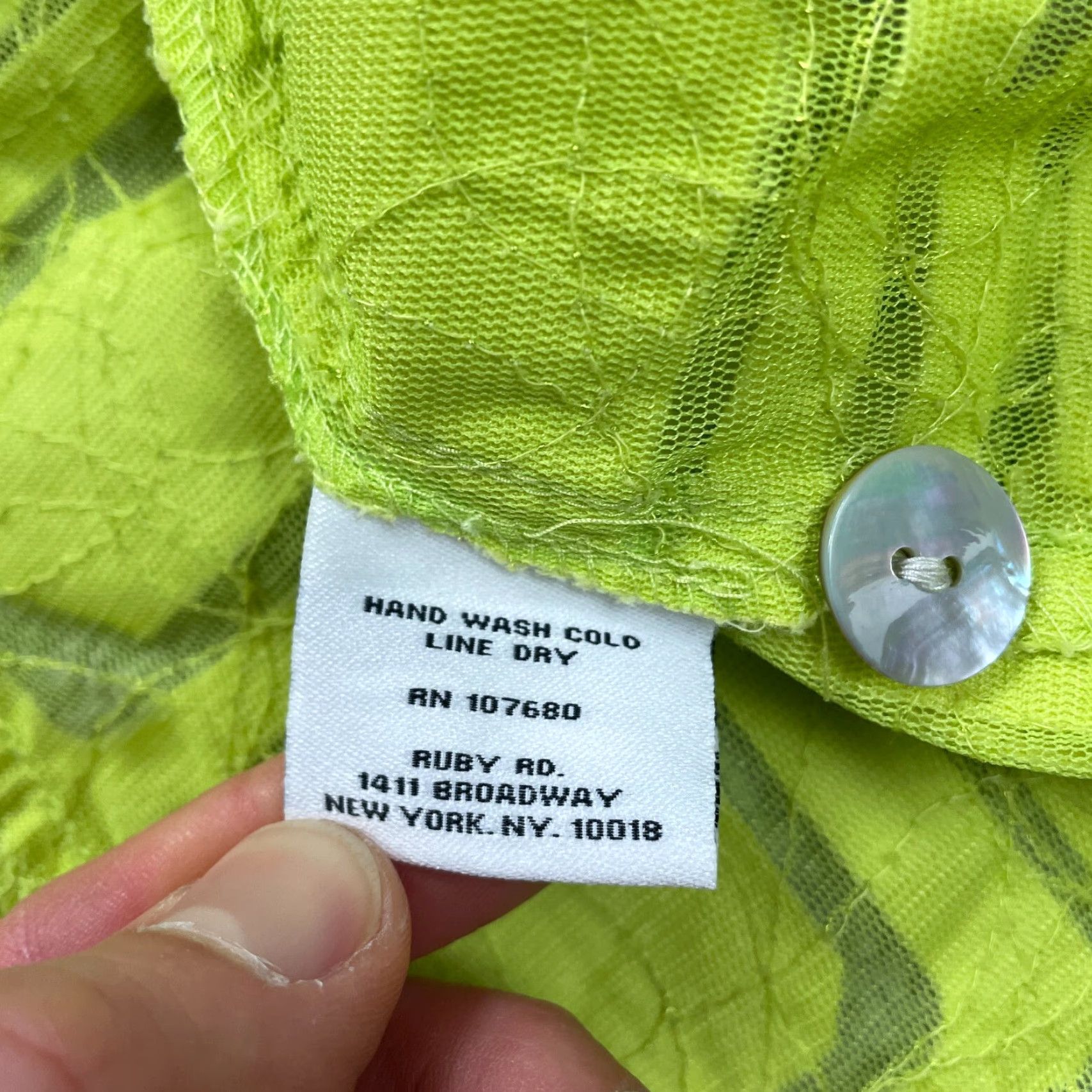 Vintage Ruby Rd. Sheer Button Down Blouse Womens 18W Yellow Lime Long Sleeve Lace Casual Shirt Adult Regular Size XXL / US 16-18 / IT 52-54 - 6 Thumbnail