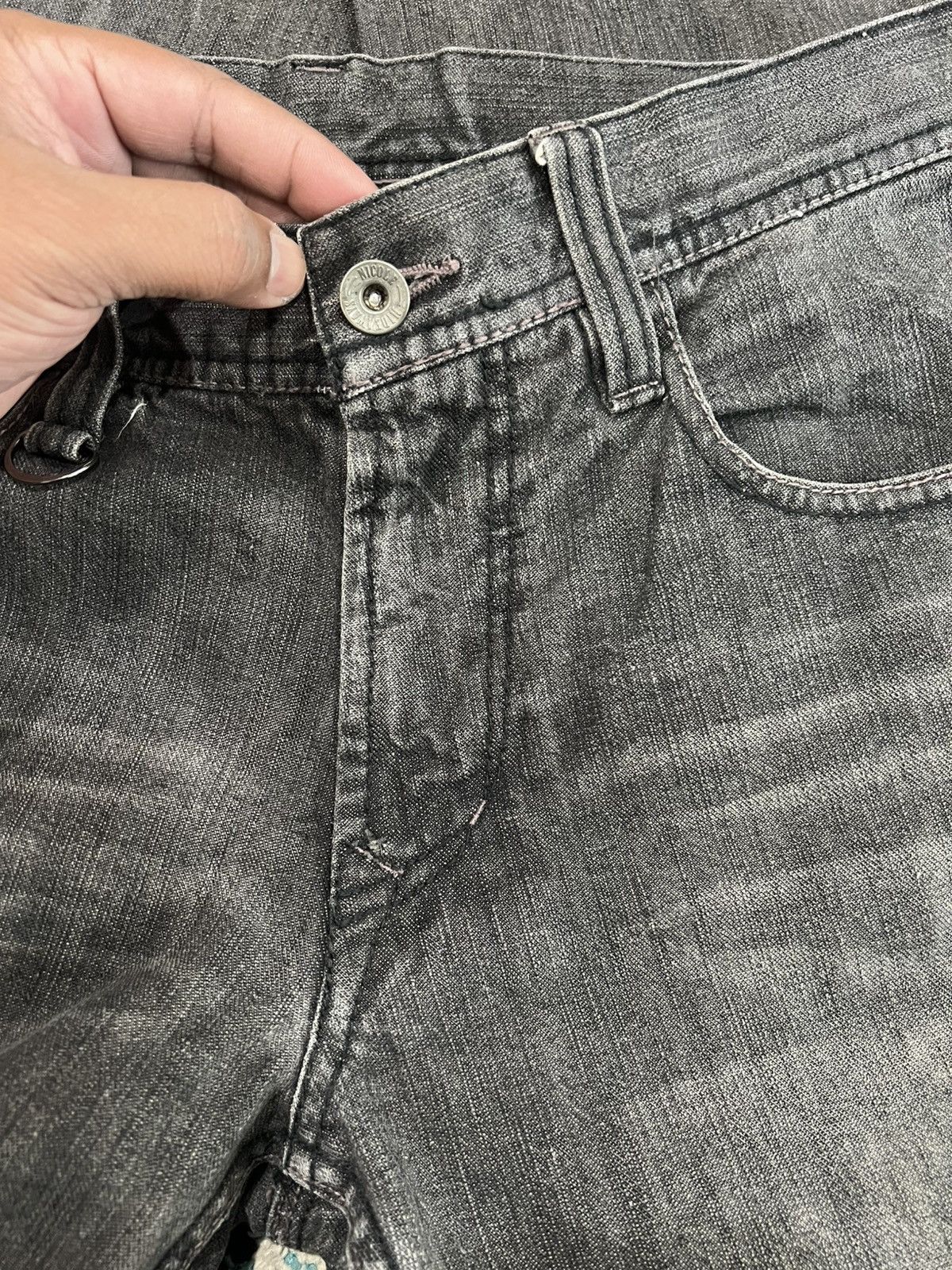 Nicole Club Vintage Nicole Club Hideaways Distressed Black Denim Size US 33 - 9 Thumbnail