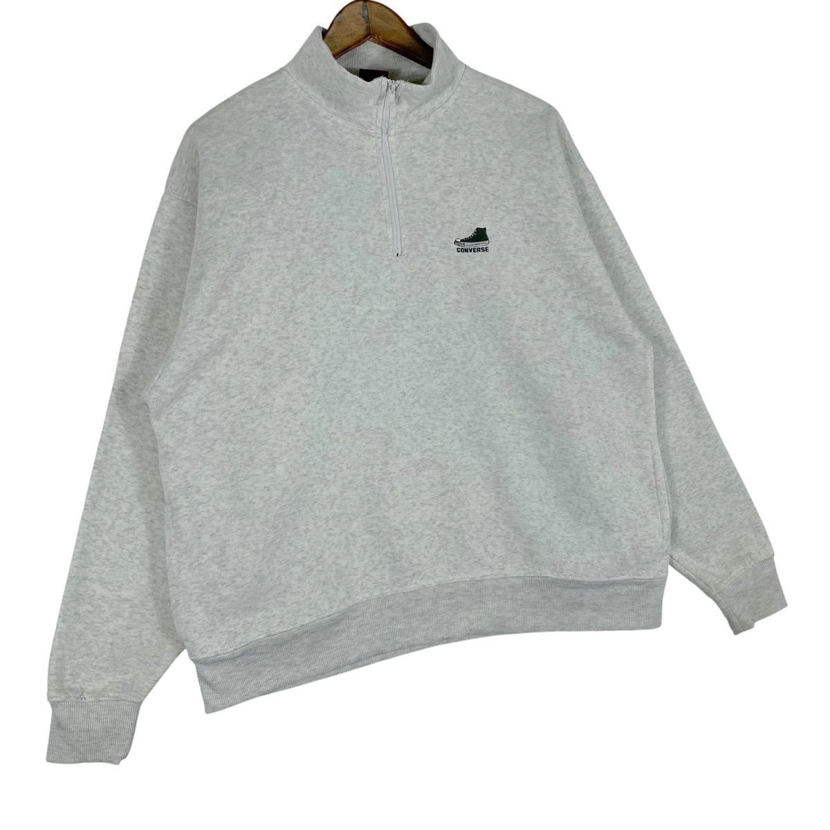 Converse × Vintage Vintage Converse Shoes Sweatshirt Quater Zip Small Logo Size US M / EU 48-50 / 2 - 2 Thumbnail