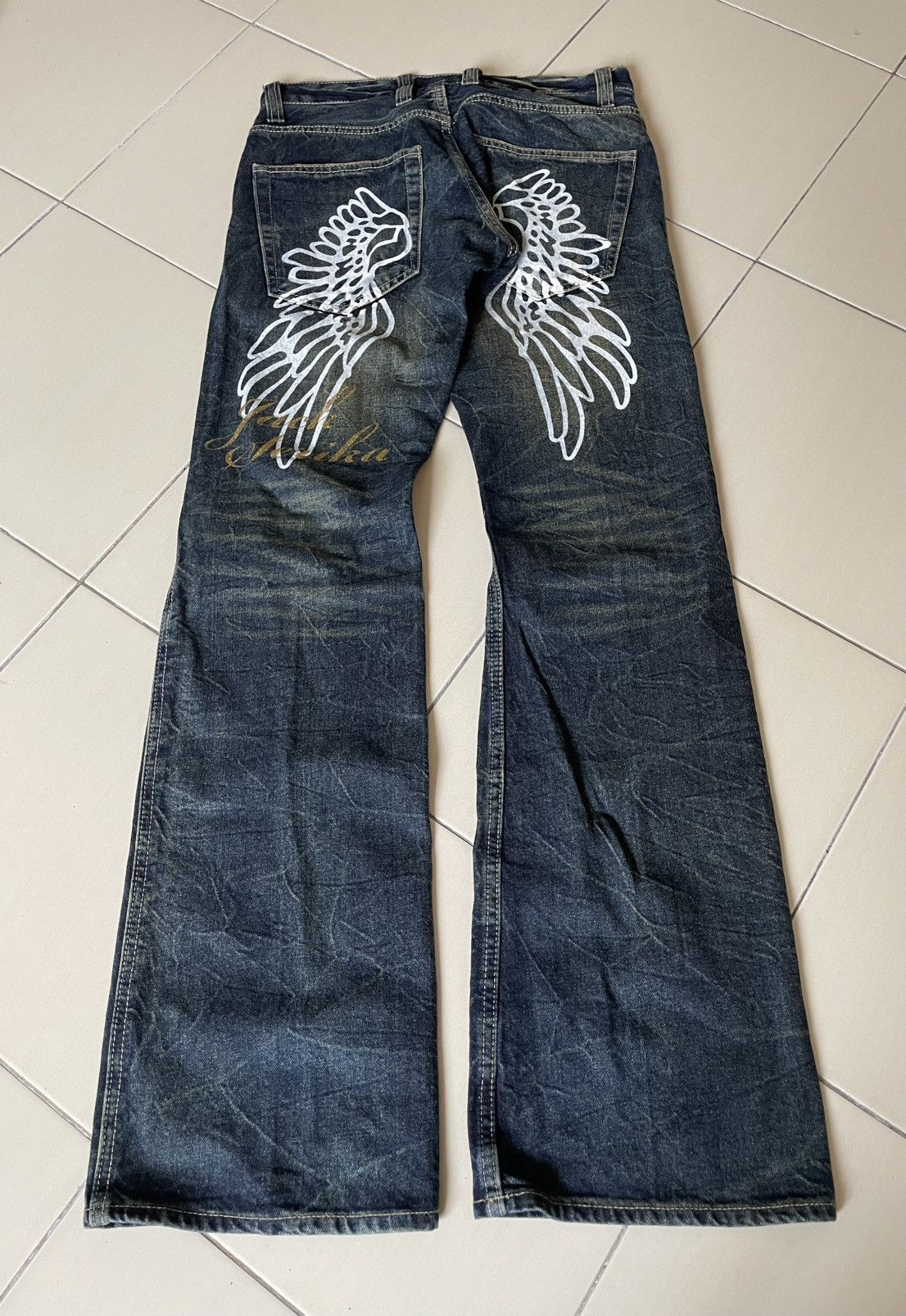 Japanese Brand Jack Serika Angel Wings Flare Jeans Size US 30 / EU 46 - 1 Thumbnail