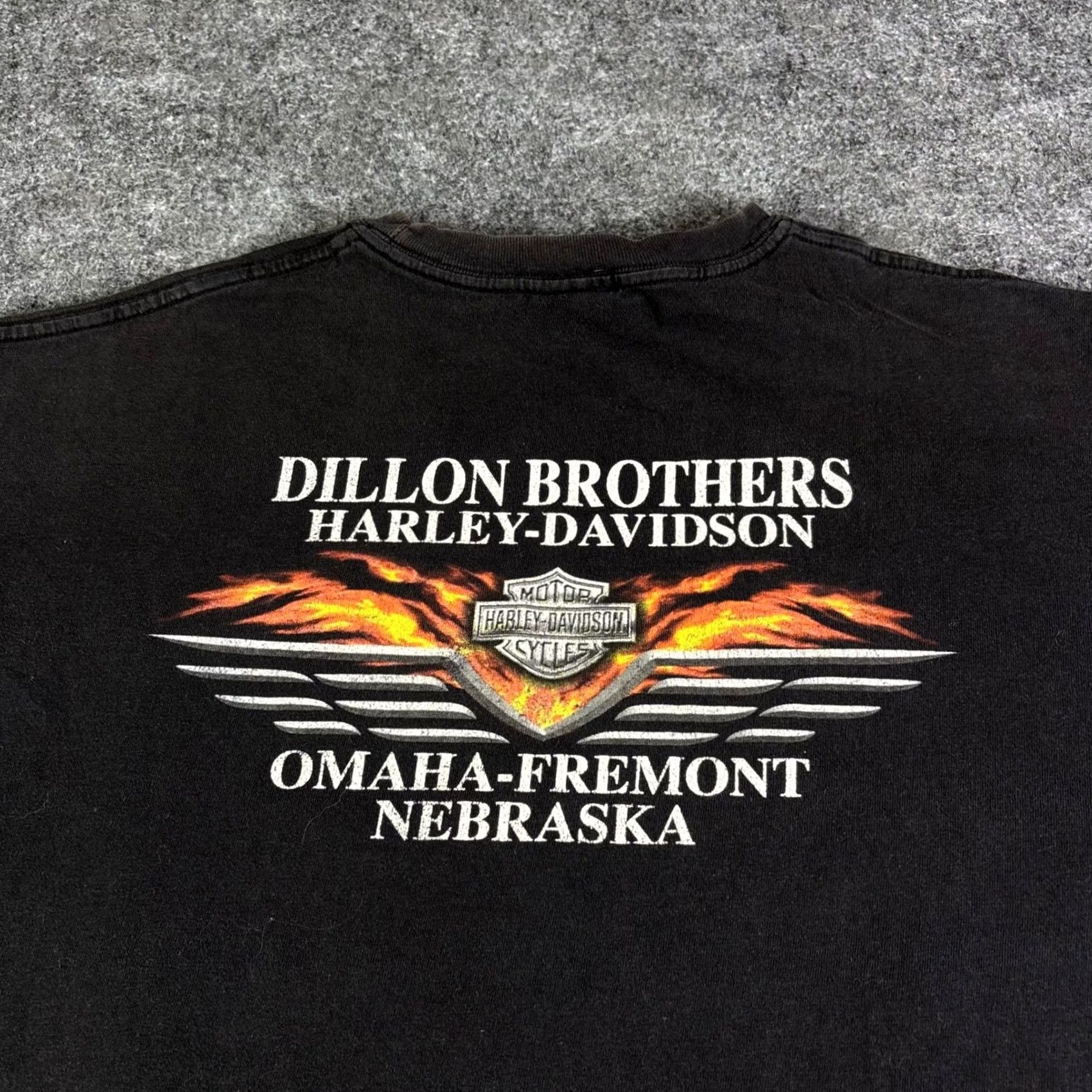 Harley Davidson VINTAGE Harley-Davidson T-Shirt XL Black Dillon Brothers Omaha Nebraska Graphic Print Crew Neck Short Sleeve Men Size US XL / EU 56 / 4 - 6 Thumbnail