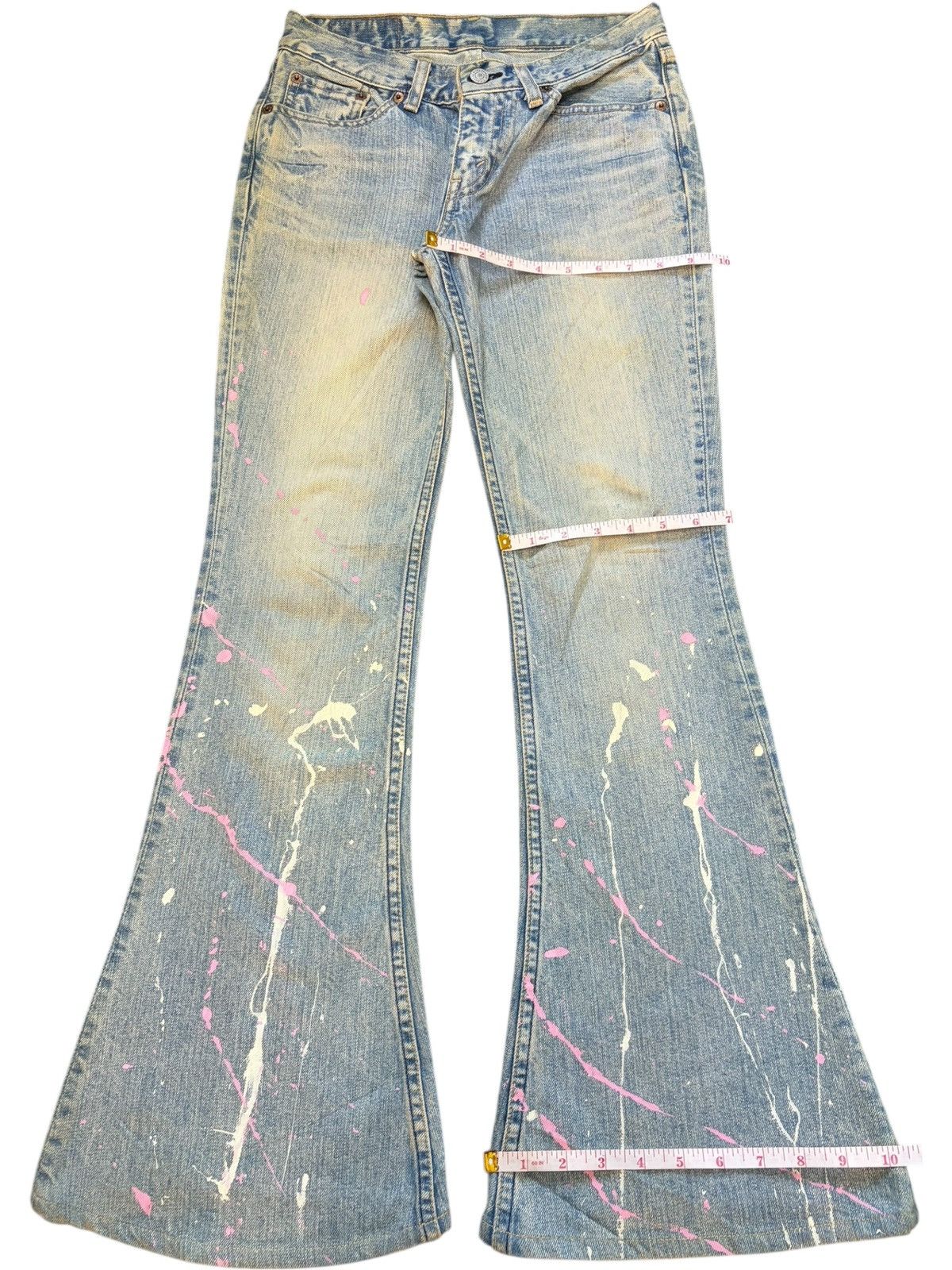 Vintage 90s Levis 317 Paint Distressed Low Rise Flare Jeans
