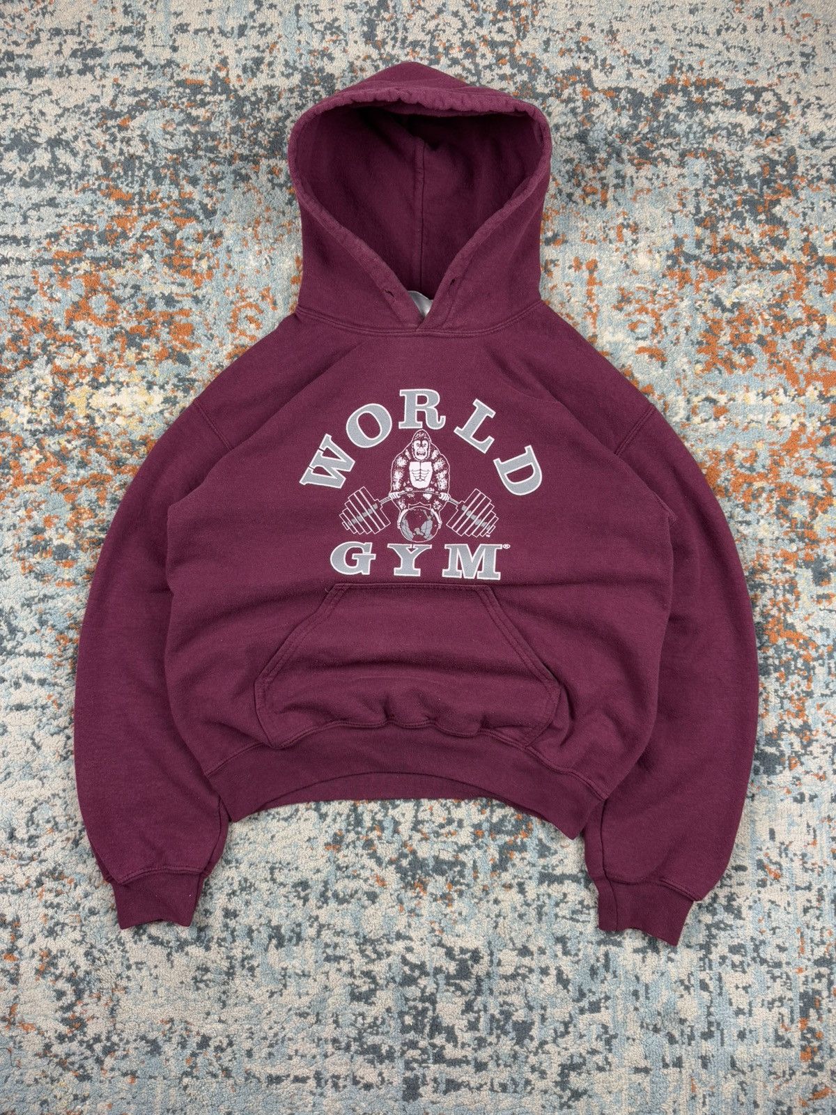 Other × Vintage Vintage 90s World Gym college style spellout arch hoodie Size US S / EU 44-46 / 1 - 1 Thumbnail