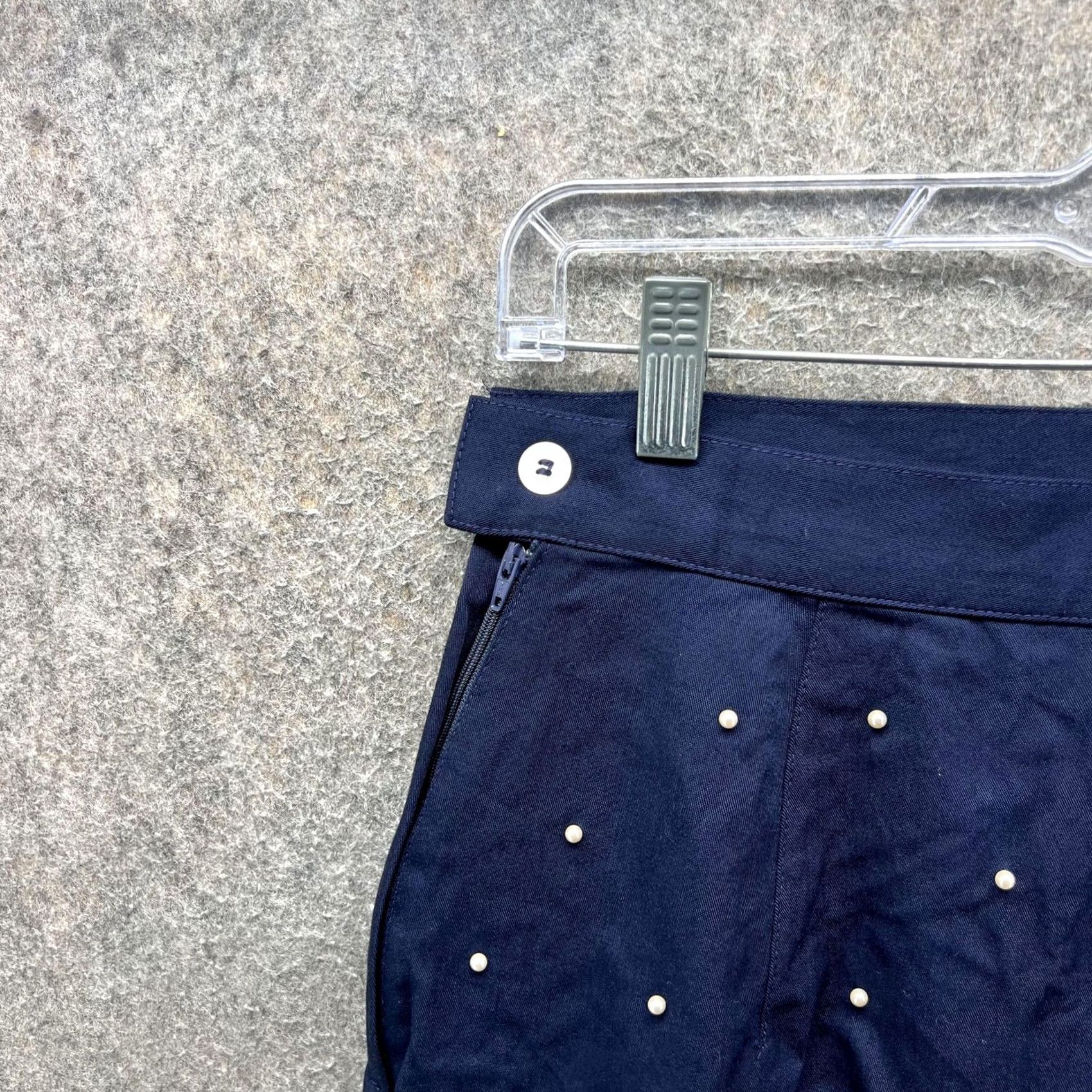 Vintage Tina Hagen Skirt Womens Small Navy Beaded Polka Dot Pencil Stretch Short USA Size 28" / US 6 / IT 42 - 5 Thumbnail