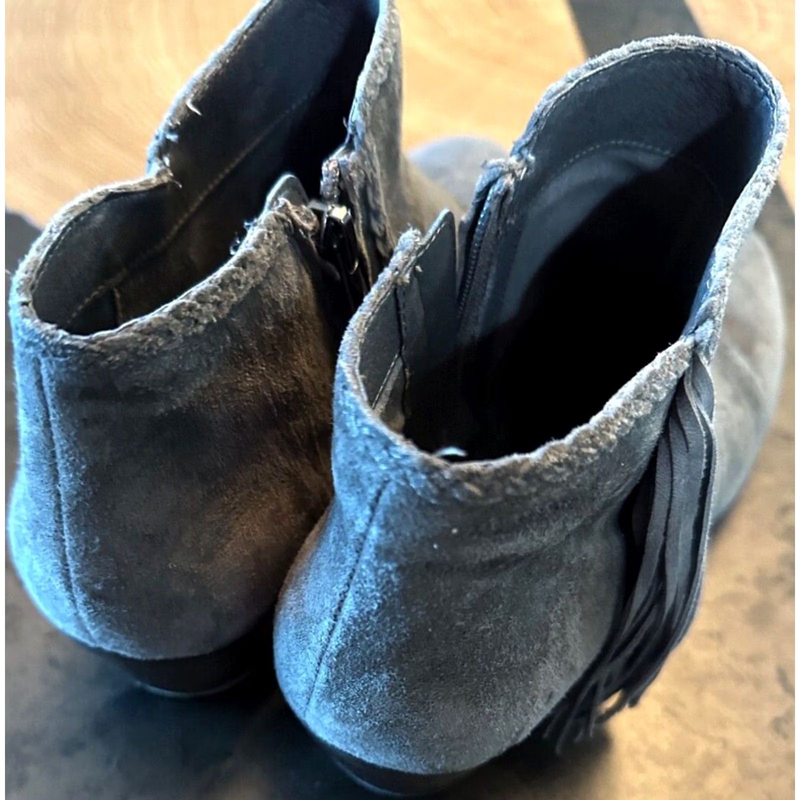 Sam Edelman Sam Edelman Tie Womens Gray GREY SUEDE FRINGE BOOTIES Size ONE SIZE - 2 Thumbnail