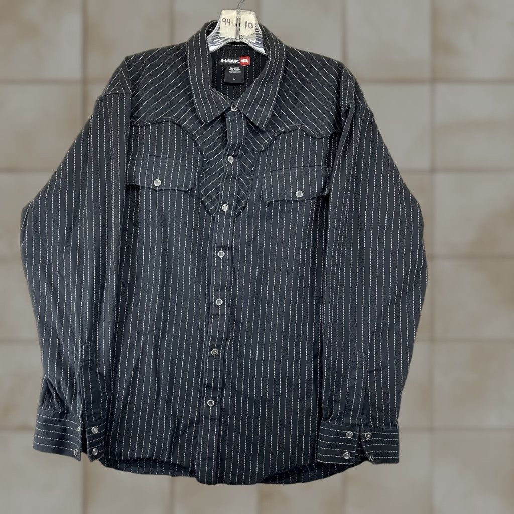Vintage VINTAGE Mens Pearl Snap Western Shirt Large Tony Hawk y2k Style Black White Stitching Size US L / EU 52-54 / 3 - 1 Thumbnail