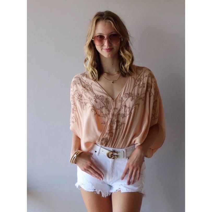 Free People Free People Pretty in Peach Summer Lover Beaded Bodysuit S Size S / US 4 / IT 40 - 4 Thumbnail