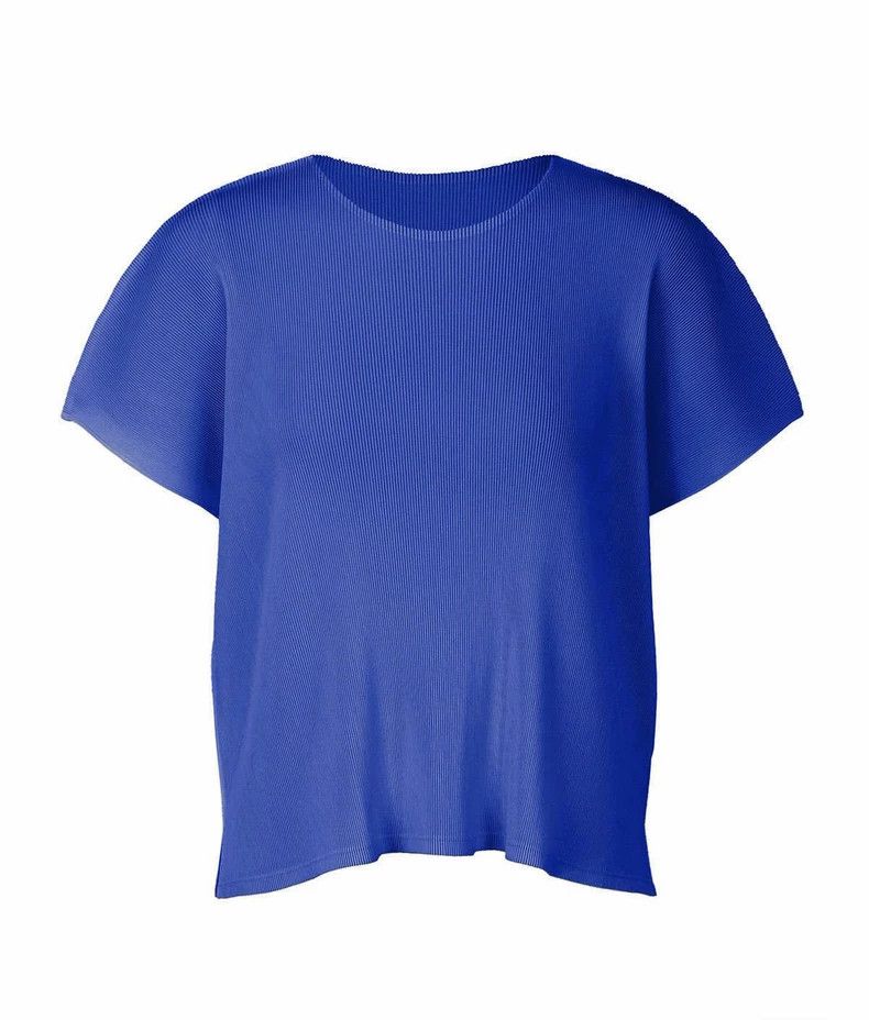 Issey Miyake Issey Miyake size:3 Blue pleated round-neck short-sleeved Size XS / US 0-2 / IT 36-38 - 2 Thumbnail