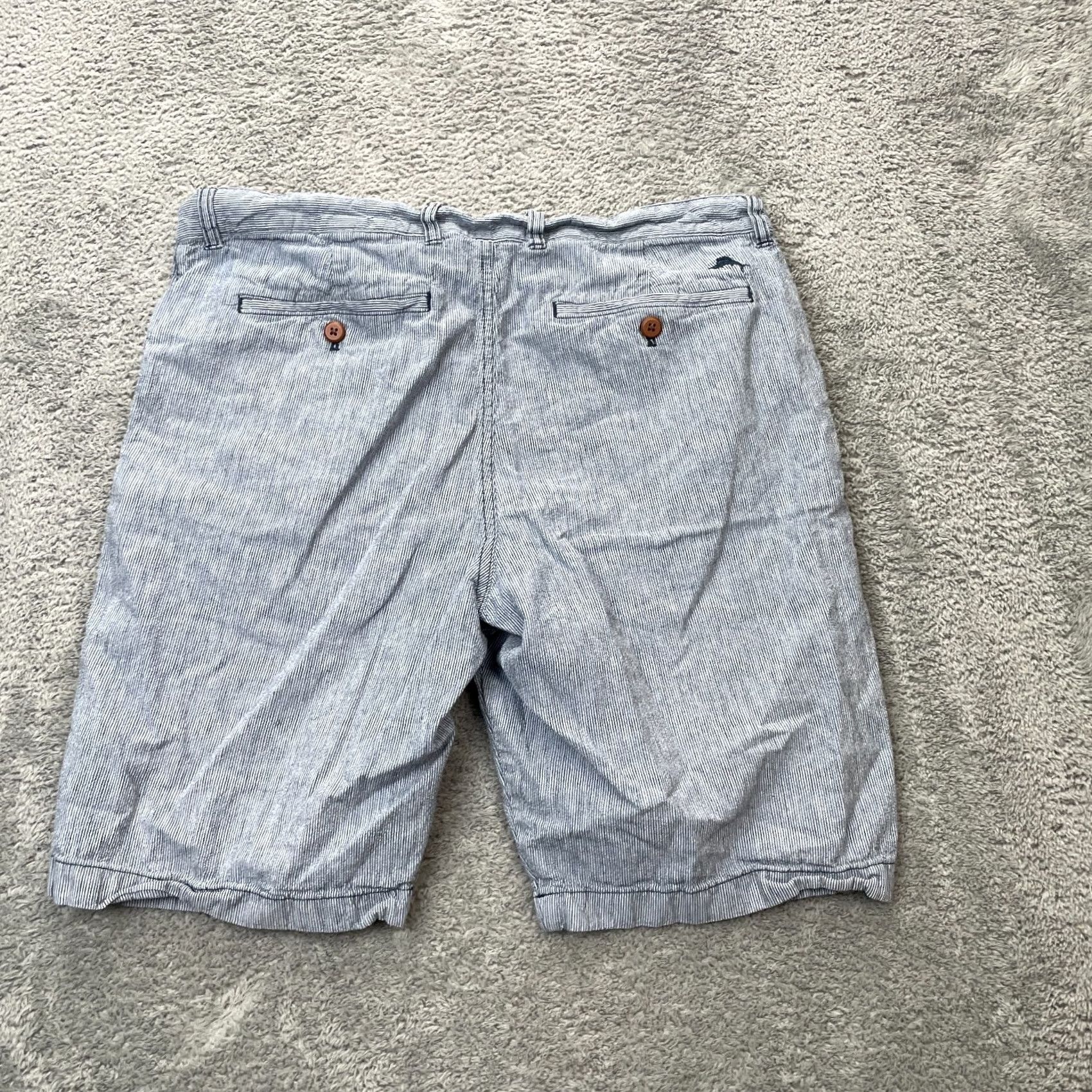 Tommy Bahama Tommy Bahama Shorts Mens 35 Blue Chino Striped Linen Blend Seersucker Resort Shirt? Size US 35 - 2 Thumbnail