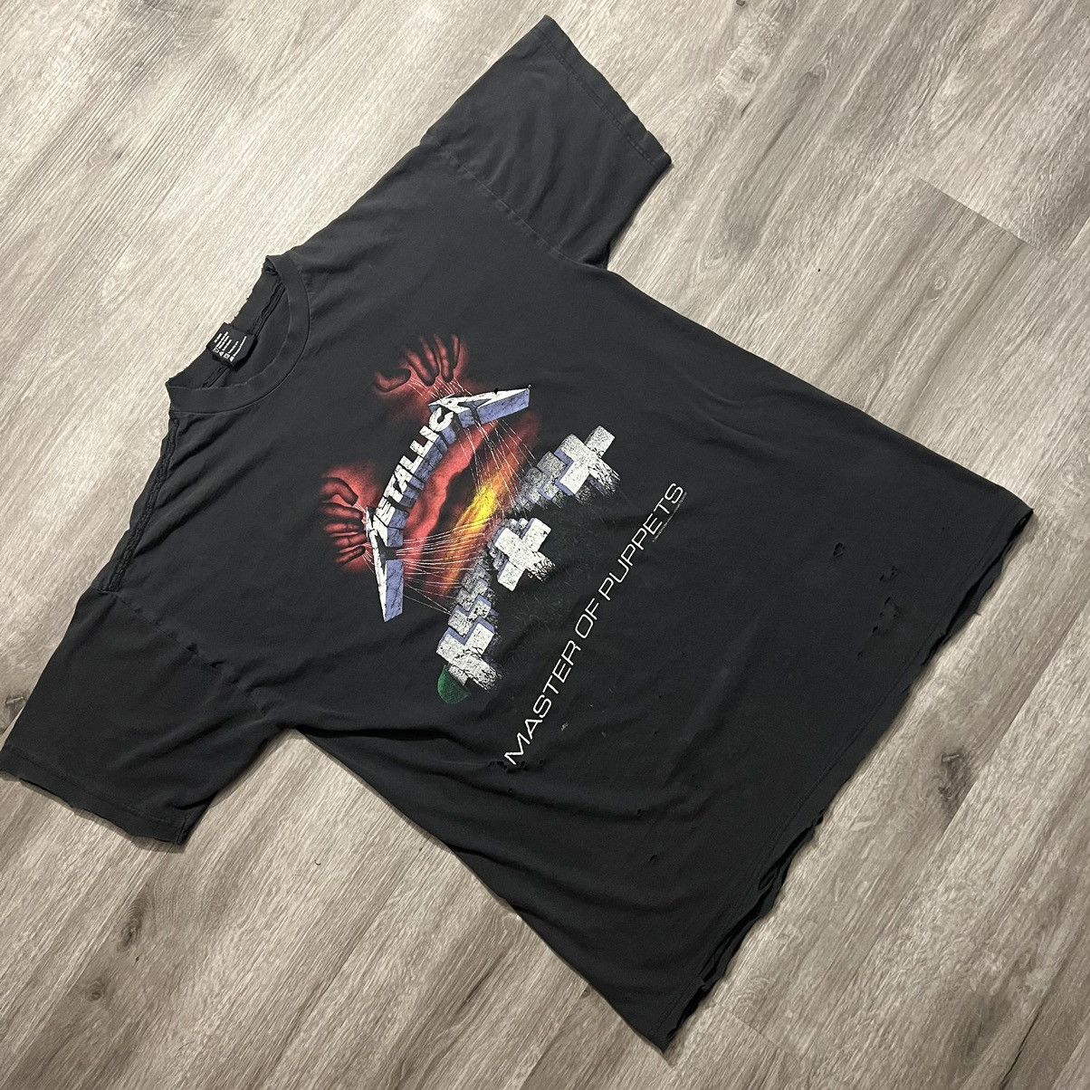 image of Band Tees x Metallica Vintage Metallica Master Of Puppets Track List Tee in Black, Men's (Size XL)