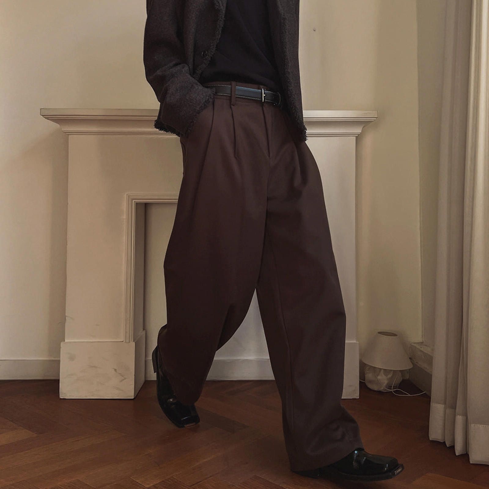 Other Brown Wide Leg Pants, Men's Relaxed Fit Trousers Size US 32 / EU 48 - 1 Thumbnail