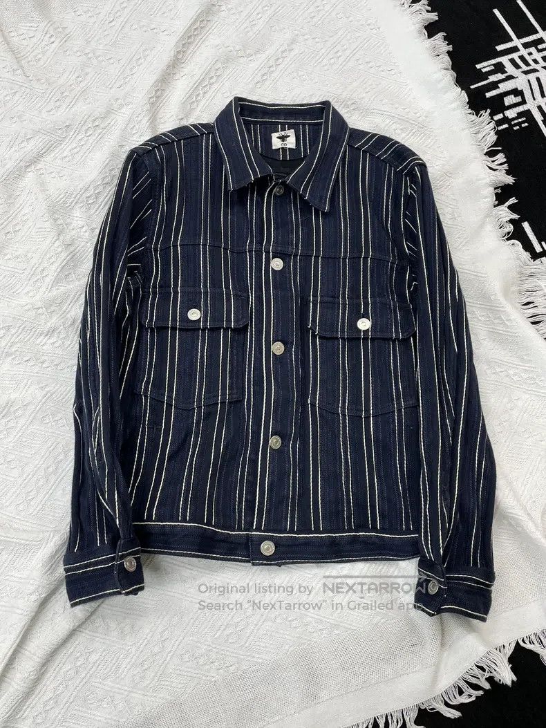 Dior Dior Dark blue vertical striped denim jacket Size XXS / US 00 / IT 34 - 1 Thumbnail