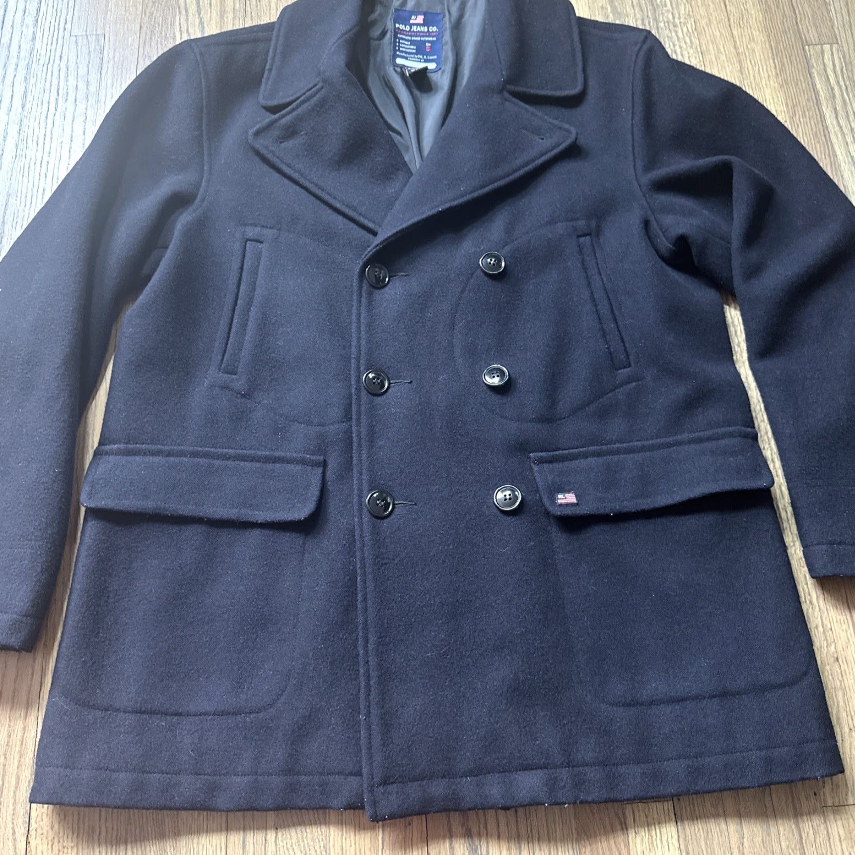 Ralph Lauren Polo Jeans Co. Ralph Lauren Pea Coat Jacket Wool Blend Dark Blue S Solid Men Mens Size Small Size US S / EU 44-46 / 1 - 4 Thumbnail