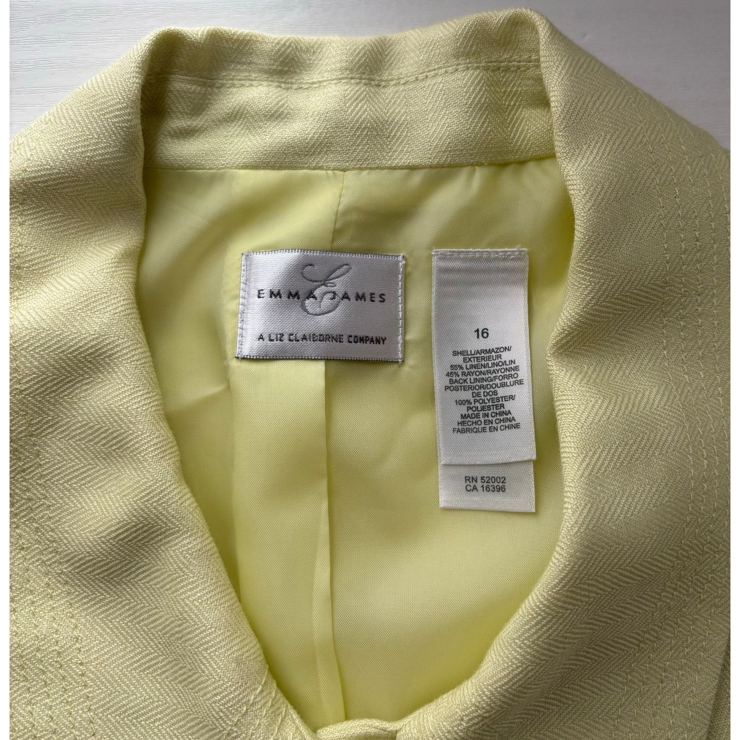 Other Emma James Pastel Yellow Linen Blend Blazer 16 Size XXL / US 16-18 / IT 52-54 - 4 Thumbnail