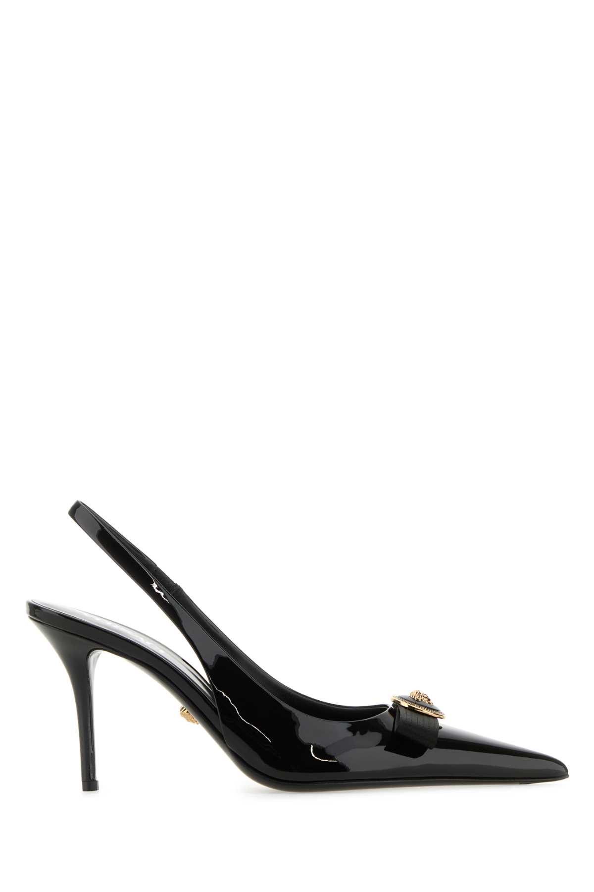 image of Versace Black Leather Pumps Shoes, Women's (Size 6)