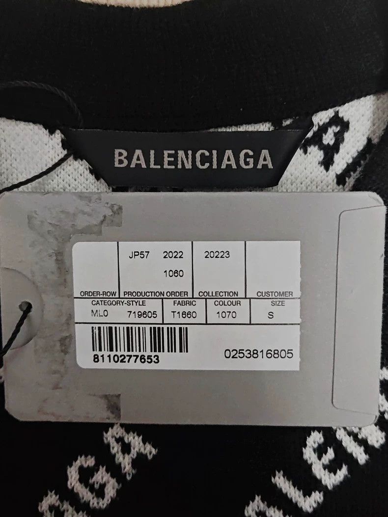 Balenciaga Balenciaga 23ss full printed letter knitted long sleeved sw Size US S / EU 44-46 / 1 - 4 Thumbnail