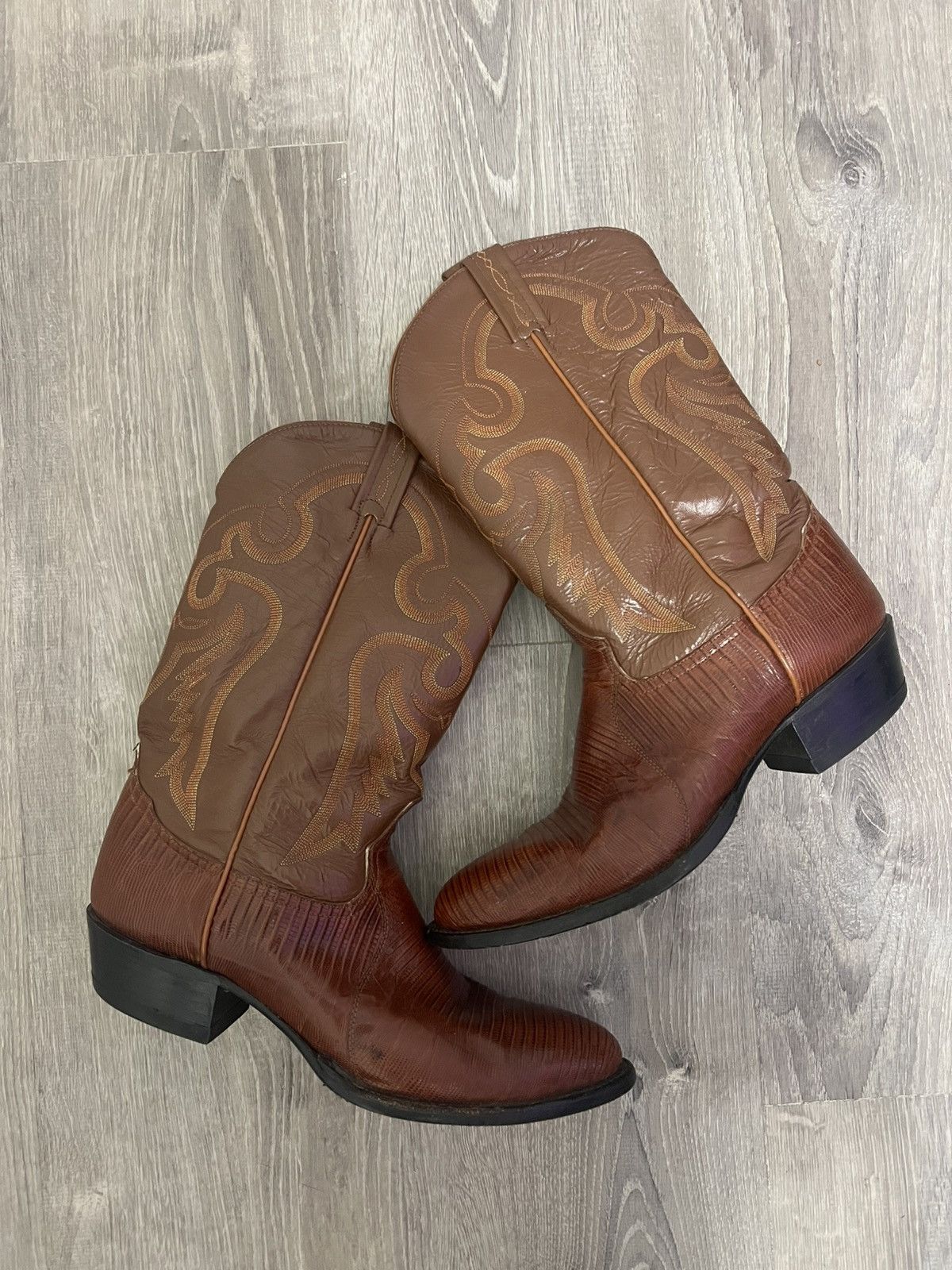 Tony Lama Vintage Tony Lama or Justin Brown Lizard Skin Size US 12 / EU 45 - 1 Thumbnail