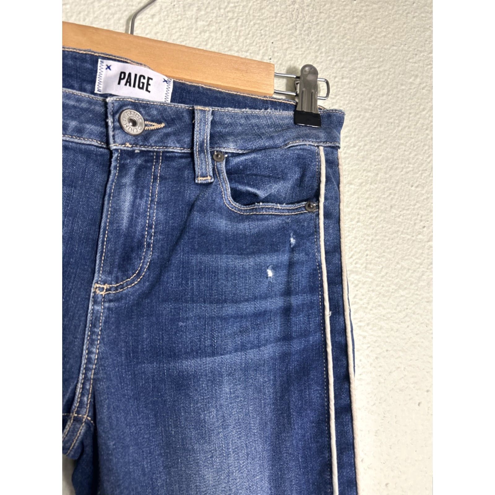 Paige Paige Verdugo Ankle Jeans Womens Blue 26x27 Denim Mid Rise Regular Fit Frayed Hems Piping Navy Blue Pant Size 26" / US 2 / IT 38 - 5 Thumbnail