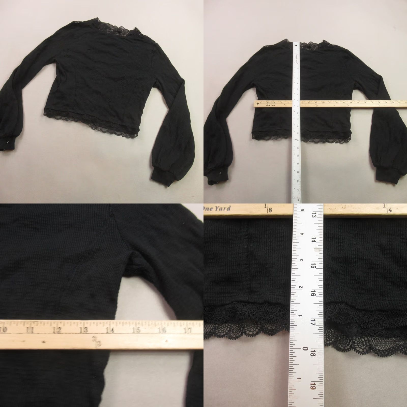 Free People Free People Shirt Womens Medium Long Sleeve Button Front Black V Neck Size M / US 6-8 / IT 42-44 - 8 Thumbnail