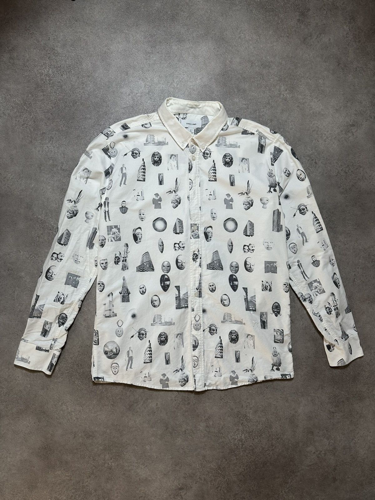 Soulland × Vintage Mens Vintage Shirt Soulland Monogram Print Size US L / EU 52-54 / 3 - 1 Thumbnail