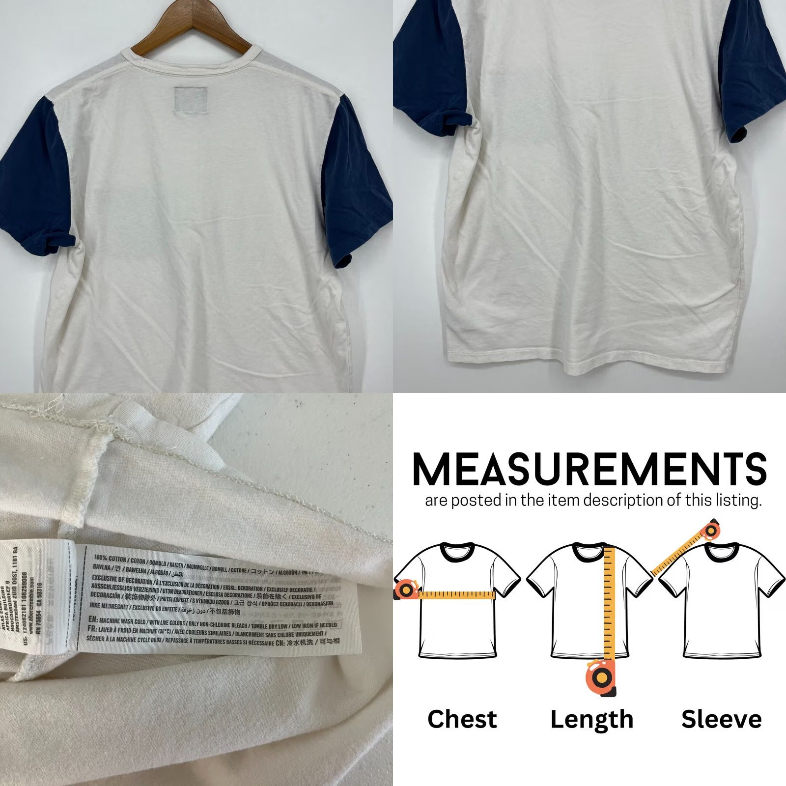 Abercrombie & Fitch Abercrombie & Fitch Pocket T-Shirt Men's L White Short Sleeve Crew Neck Cotton Size US L / EU 52-54 / 3 - 8 Thumbnail