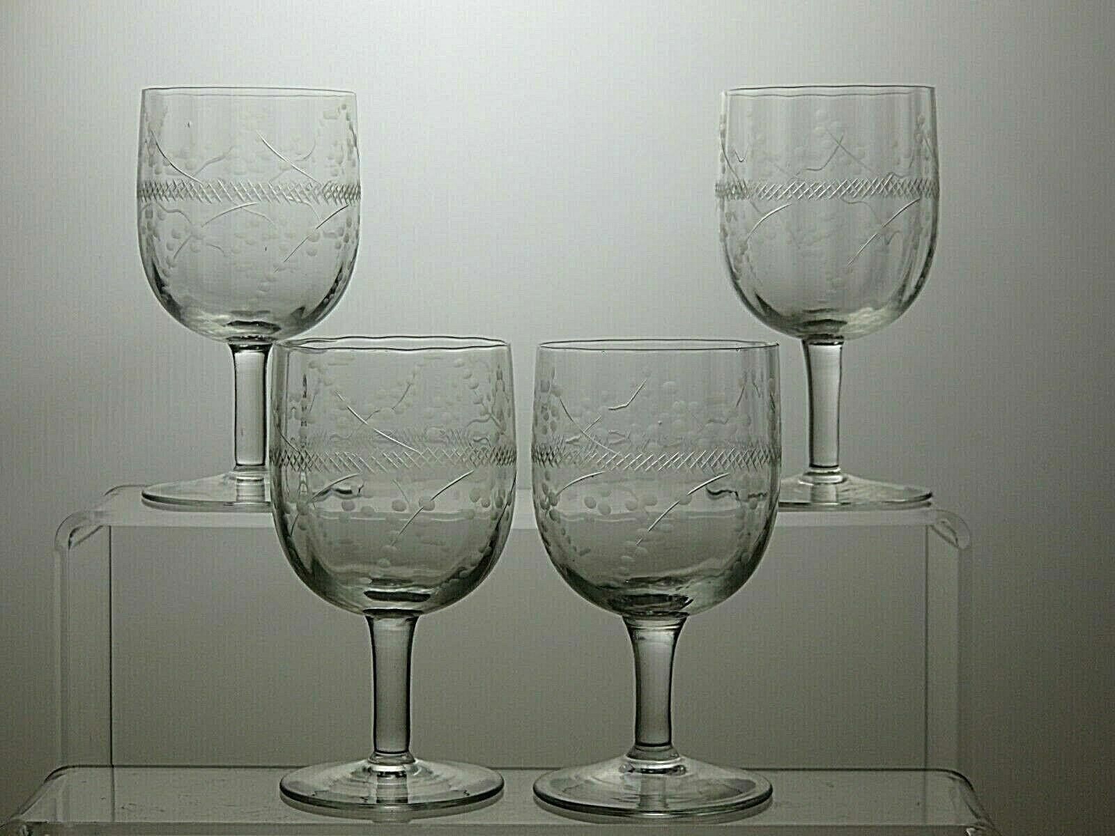 The Unbranded Brand Lead Crystal Etched Set Of 4 Sherry Glasses 4 1/8" Size ONE SIZE - 3 Thumbnail