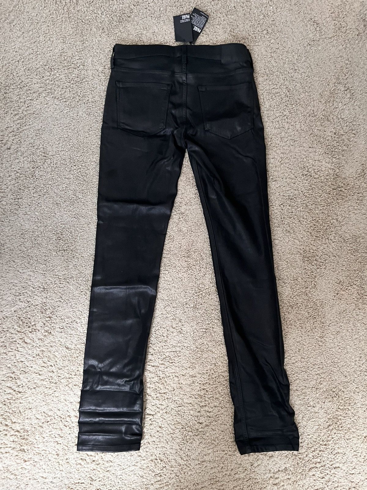 Paige NWT Paige Lennox Black Coated Waxed Denim SLP Fit Size US 30 / EU 46 - 2 Thumbnail