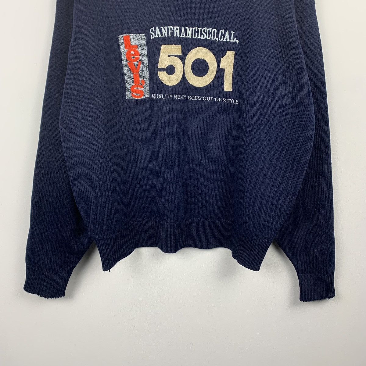 Levi's Vintage Levi’s Wool Knit Sweater Big Logo Embroidered 90’s Size US XL / EU 56 / 4 - 3 Thumbnail