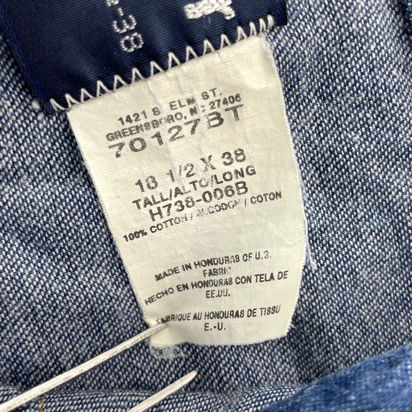 Wrangler VTG Wrangler X-Long Tail Shirt Men 18.5 Pearl Snap Denim Workwear Cowboy Western Shirt Mens Blue Denim Size US XXL / EU 58 / 5 - 4 Thumbnail