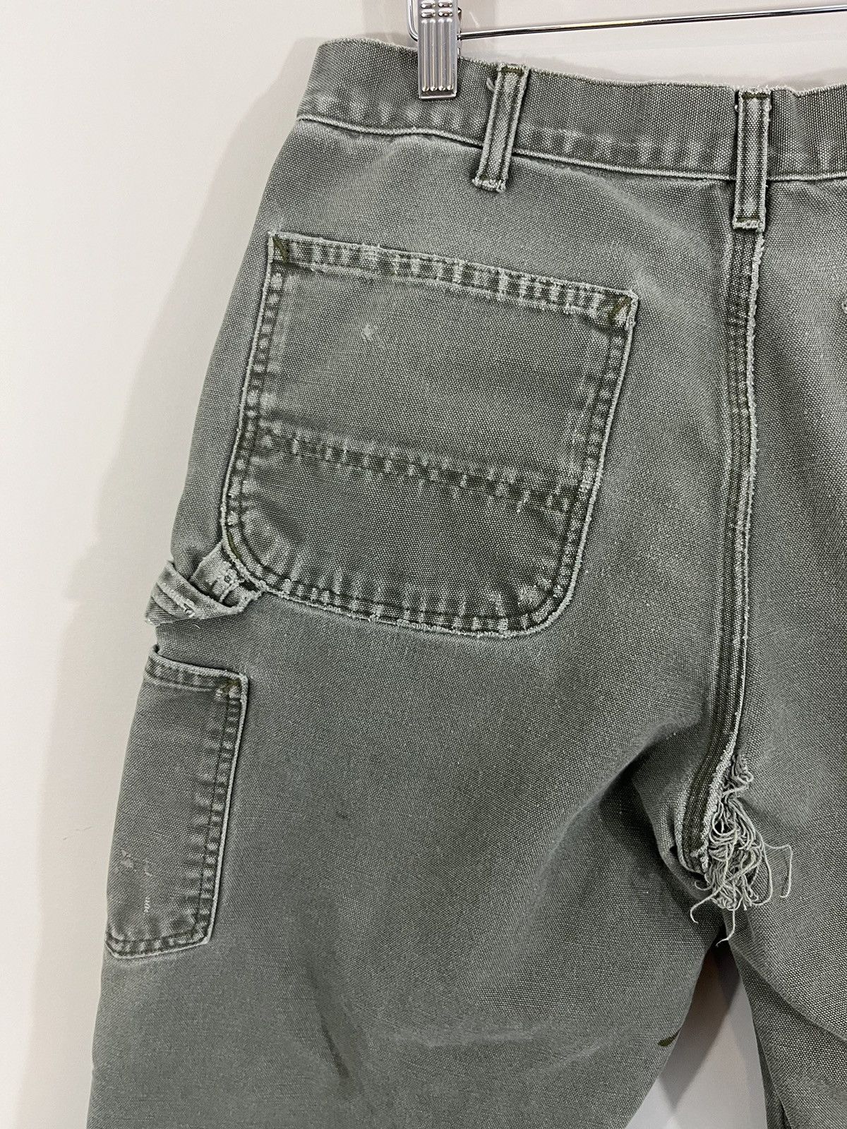 Carhartt Thrashed Sun Faded Olive Carpenter Pants Size US 33 - 13 Thumbnail