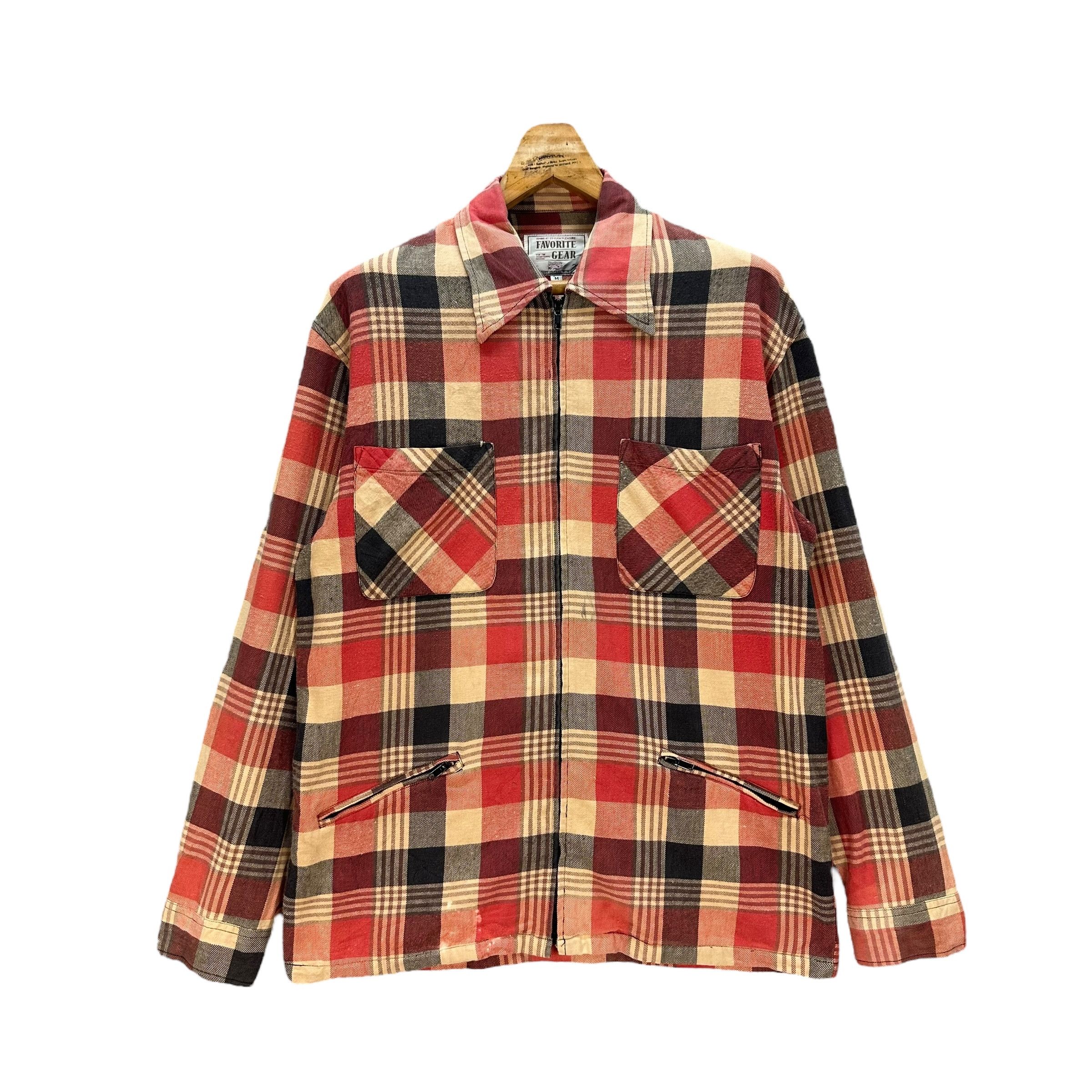 image of Favorite Gear Checked Plaid Tartan Zipper Flannel 9007-48, Men's (Size Medium)