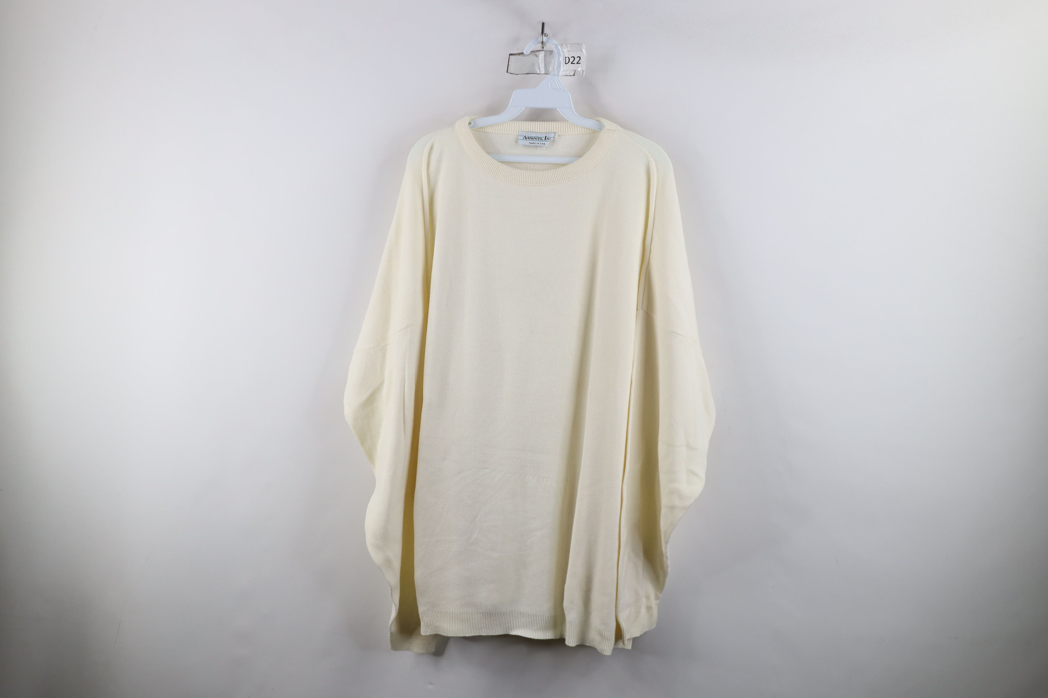 Vintage Vintage 90s Streetwear Lightweight Knit Sweater Cream USA Size XXL / US 16-18 / IT 52-54 - 1 Thumbnail