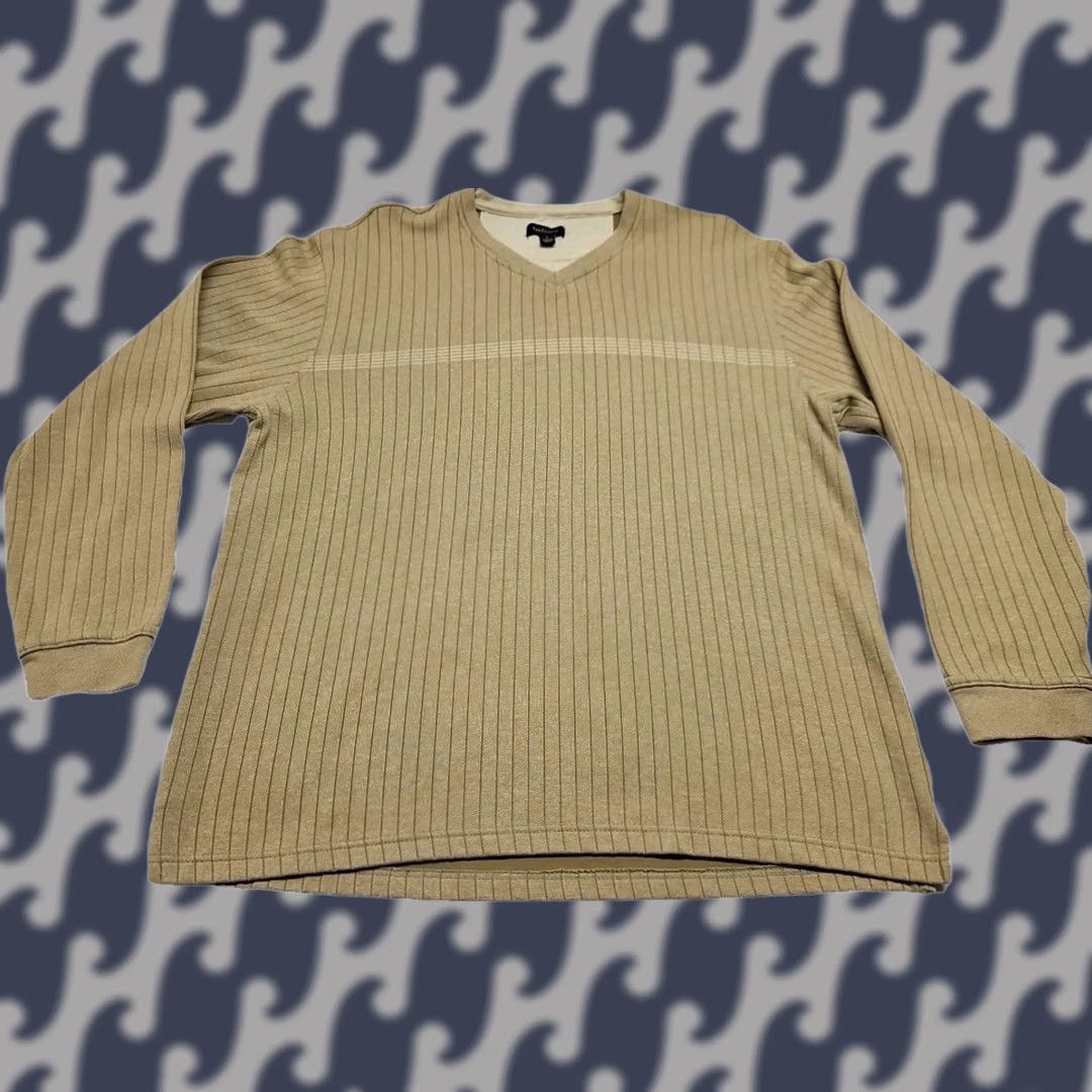 Van Heusen Van Heusen Mens Sweater Knit Ribbed Long Sleeve Beige Tan Cotton Blend L Pullover Crew Neck Shirt Size US L / EU 52-54 / 3 - 1 Thumbnail