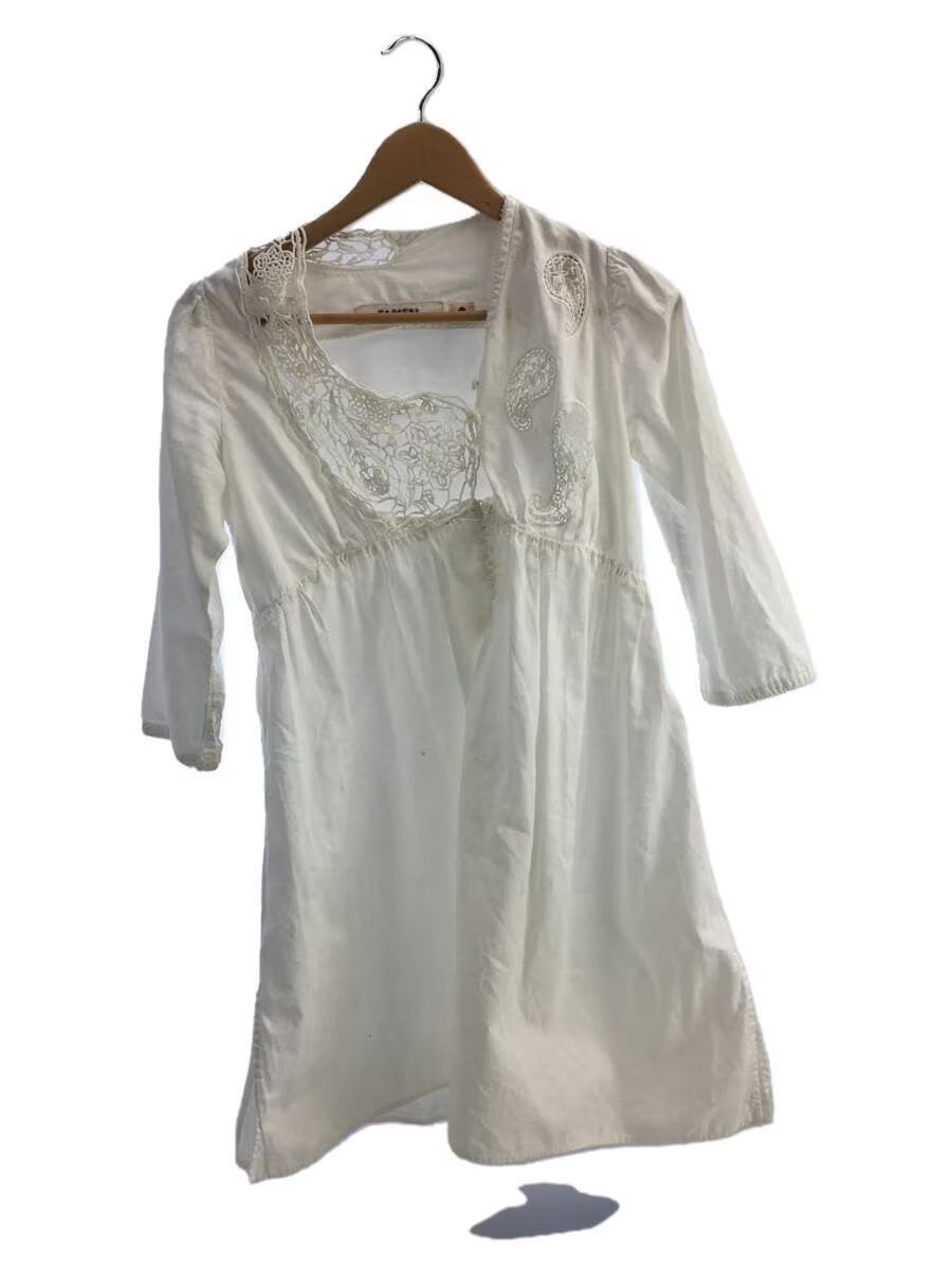 image of Kapital Lace Detail Long Sleeve Dress in White, Women's (Size Small)