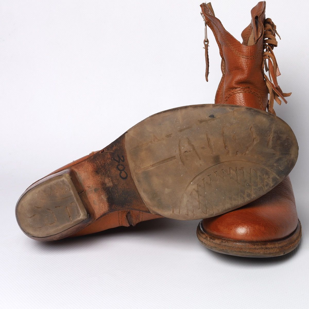 A.S.98 AS 98 Leather Brown Western Heel Boots Shoes Fringe Size US 7 / IT 37 - 8 Thumbnail