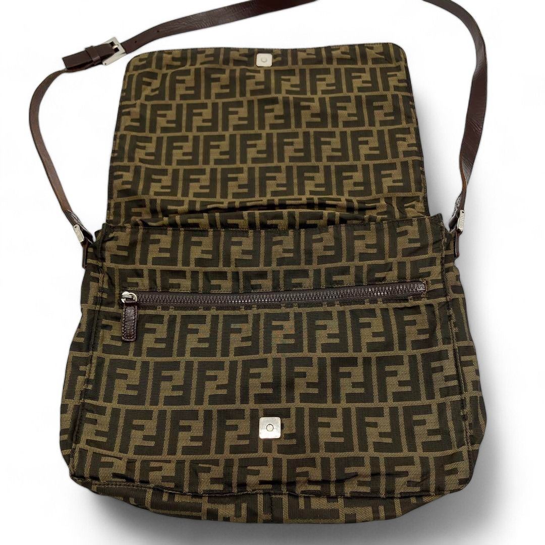 Fendi Fendi - Canvas Leather Shoulder Bag Handbag Brown Monogram Size ONE SIZE - 7 Thumbnail