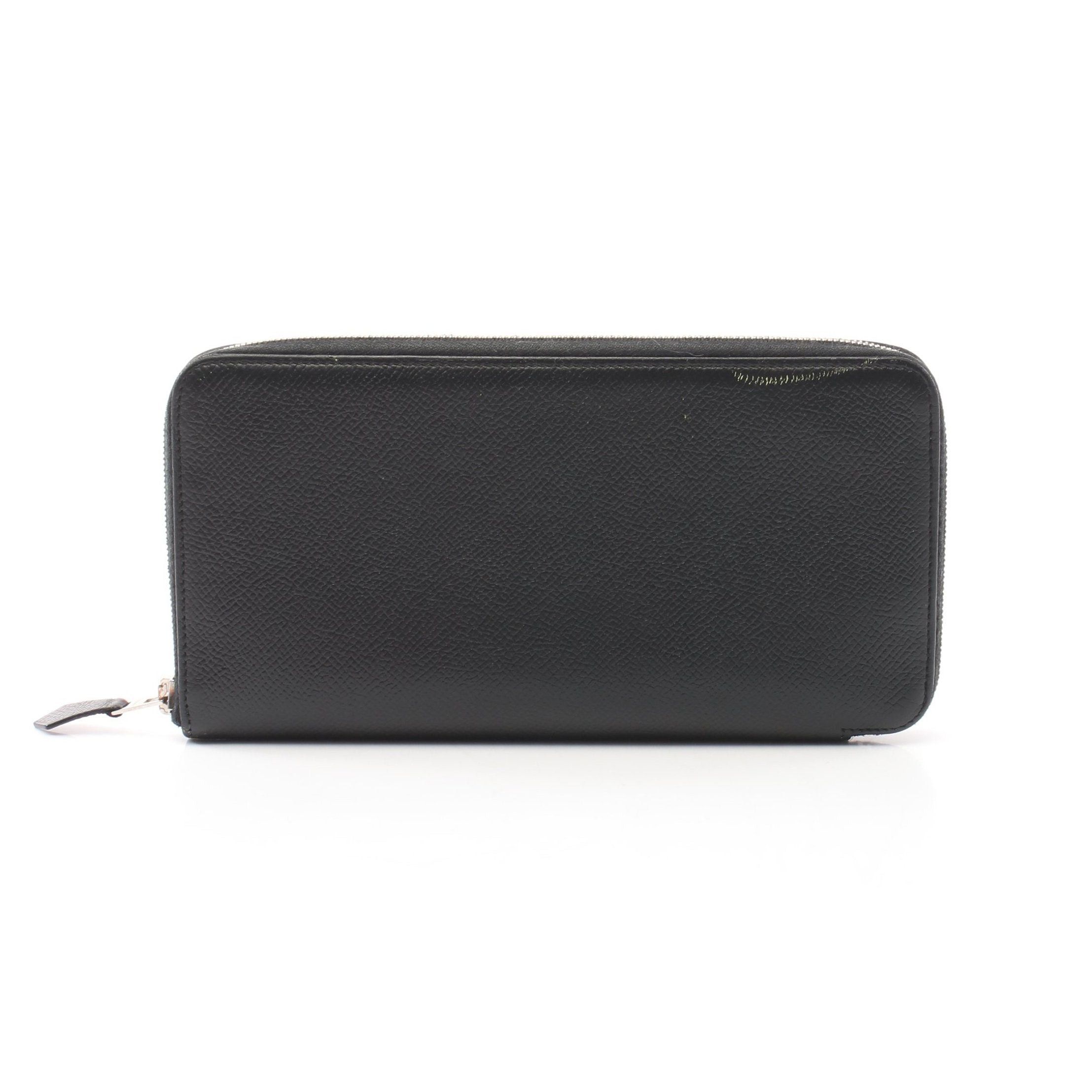 image of Hermes Azap Long Silk In Round Zipper Long Wallet Veau Epsom Black Silver Hardware □O Stamp, Women'