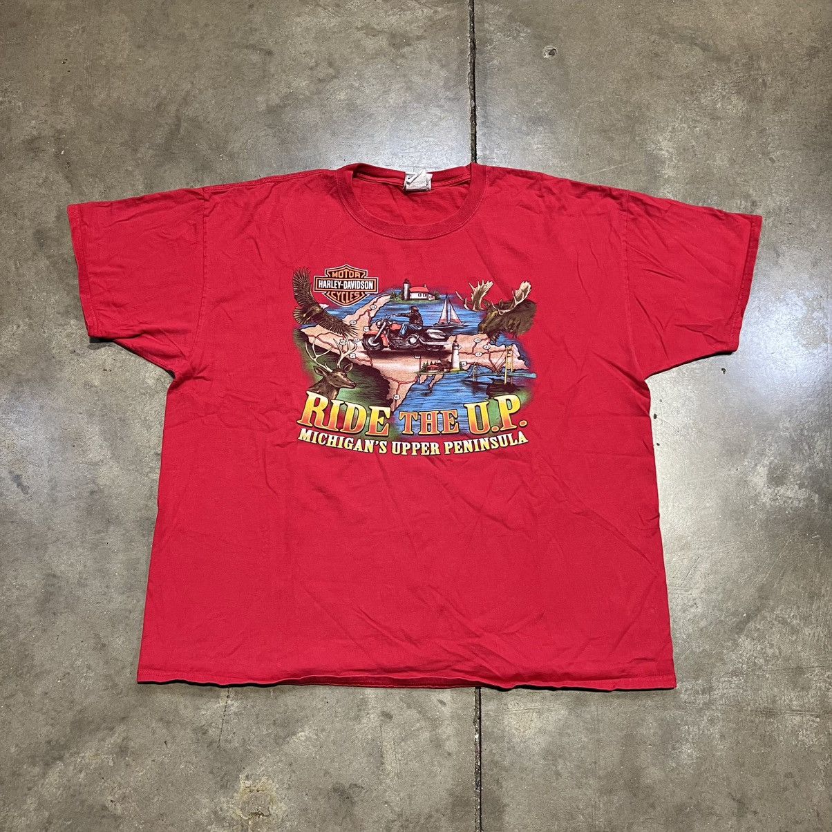 Harley Davidson Vintage Harley Davidson Michigan Motorcycle Biker Tee Eagle Size US XXL / EU 58 / 5 - 1 Thumbnail