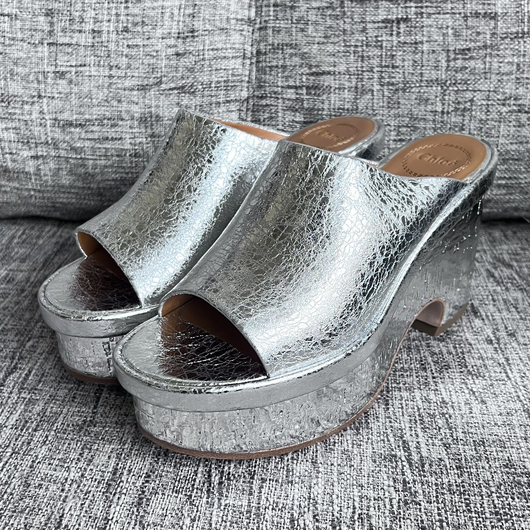 Chloe Chloé Oli 45MM Metallic Leather Platform Mules, Size IT38 Size US 8 / IT 38 - 1 Thumbnail