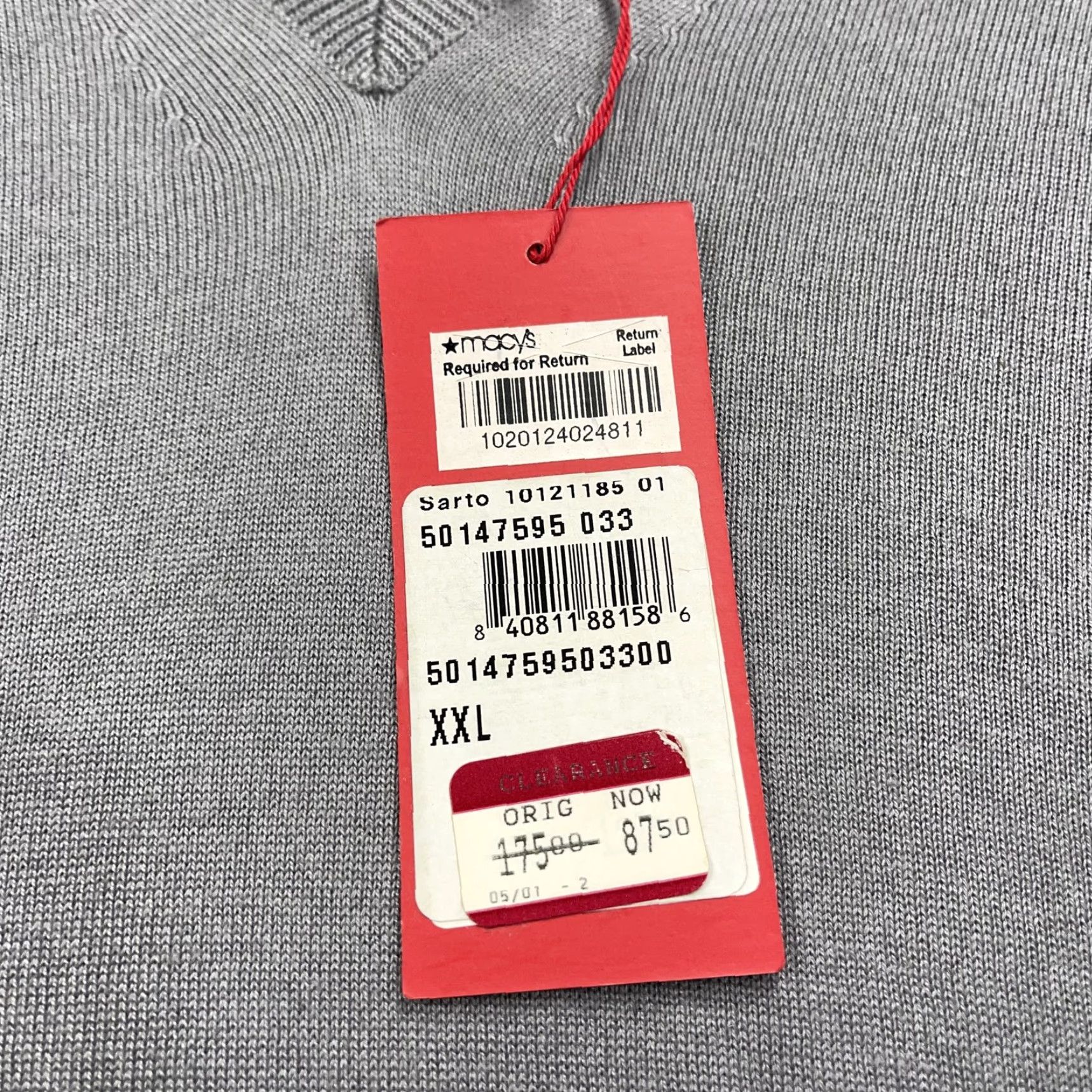 Hugo Boss HUGO BOSS Sweater Mens 2XL Gray Silk Cashmere V-Neck Lightweight Knit Pullover Size US XXL / EU 58 / 5 - 4 Thumbnail