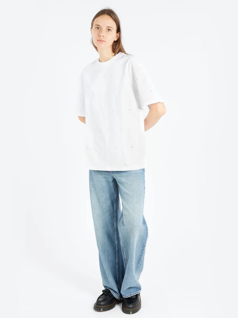 Ganni o1s22i1n0525 Crewneck T-Shirt in White Size S / US 4 / IT 40 - 4 Thumbnail