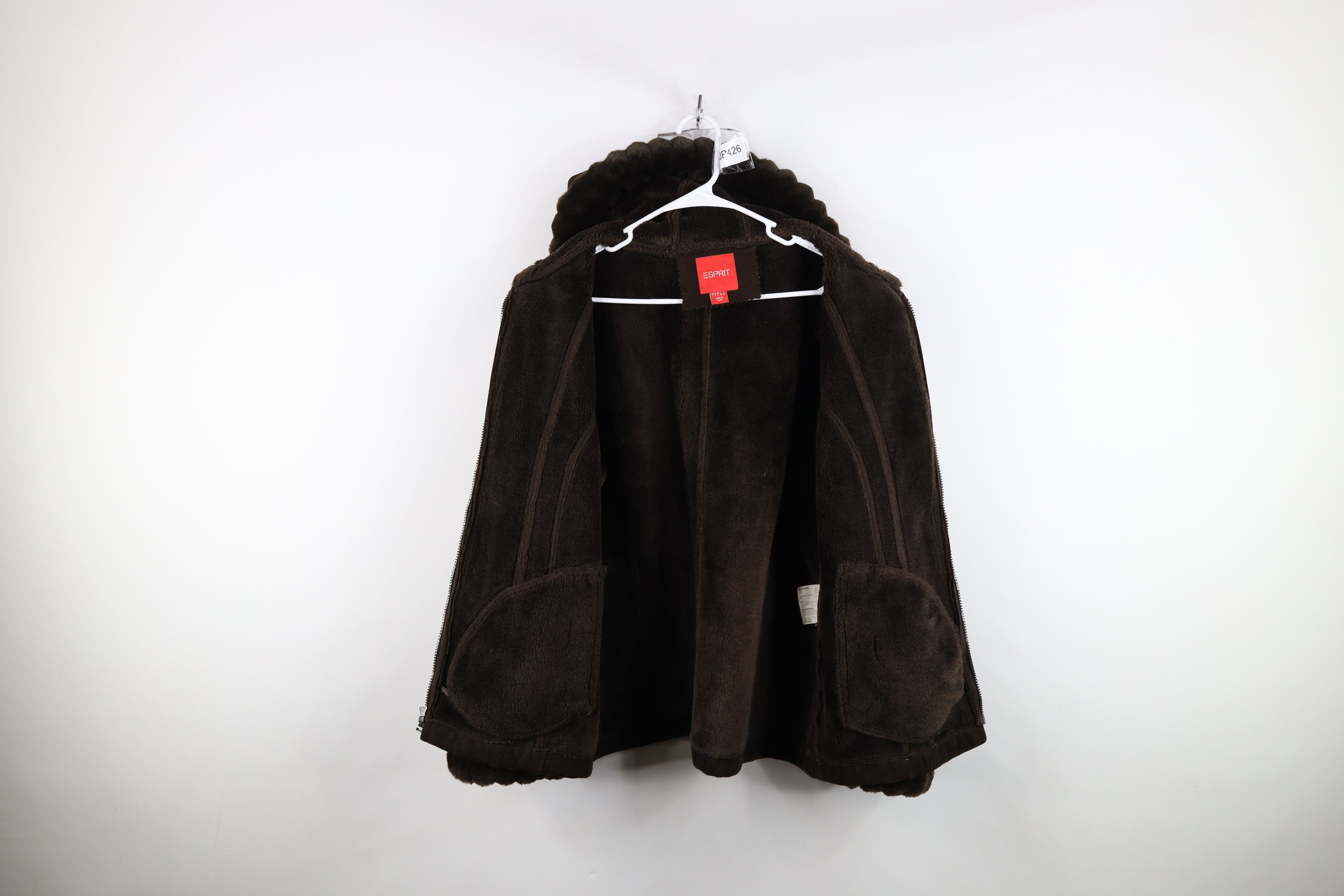 Esprit Vtg 90s Y2K Esprit Plush Penny Lane Hooded Jacket Brown Size L / US 10 / IT 46 - 8 Thumbnail