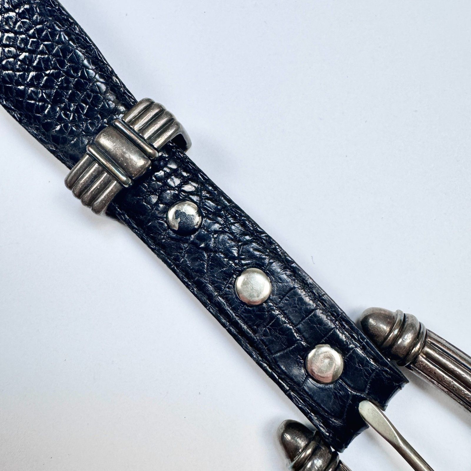 Sterling Silver Douglas Magnus Sterling 14k Gold Buckle Alligator Belt Size ONE SIZE - 17 Thumbnail