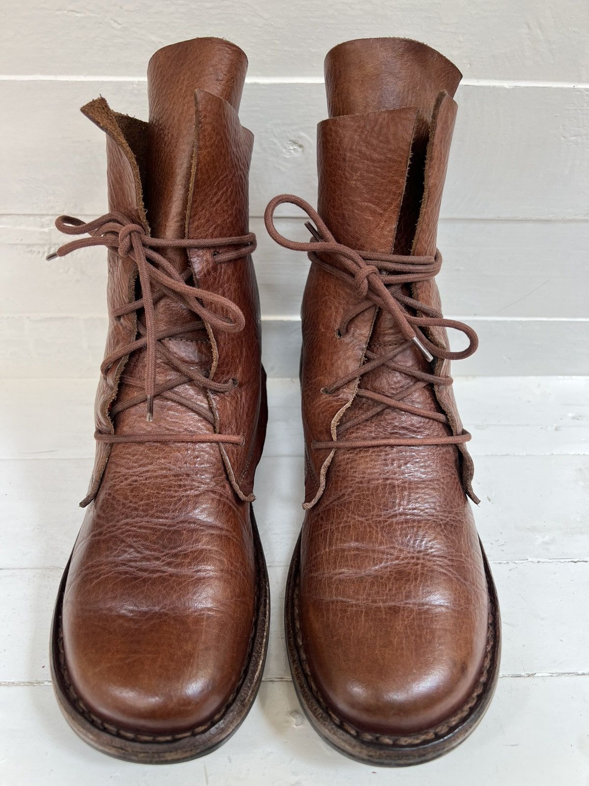 Trippen TRIPPEN Rectangle f Brown Leather Boots Size US 7 / IT 37 - 2 Thumbnail