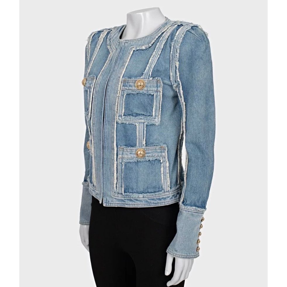 Balmain Balmain Raw-Edge Denim Jacket - Size FR38 / M Size S / US 4 / IT 40 - 2 Thumbnail