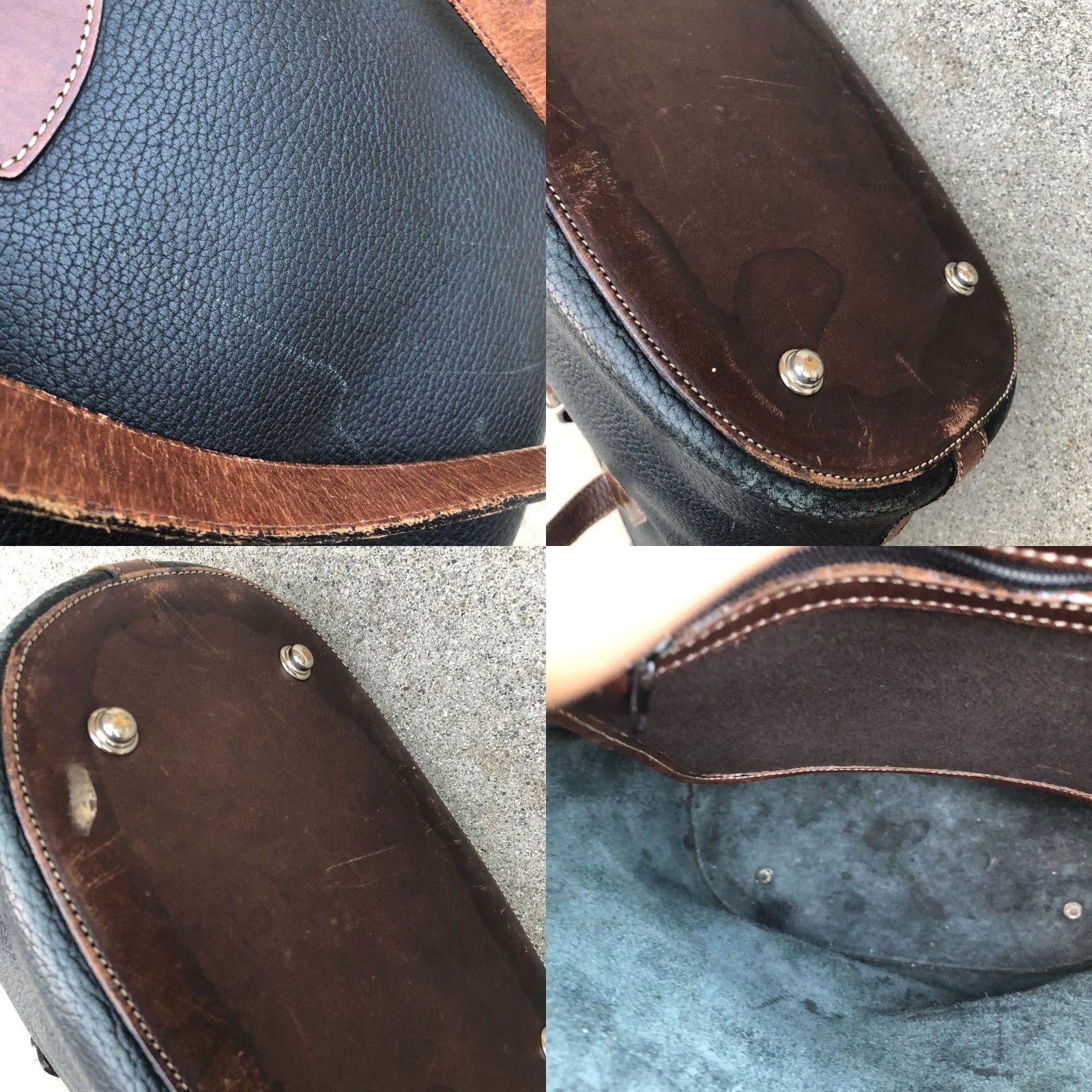 Dooney & Bourke VINTAGE Dooney & Bourke Leather Tote Bag Purse Shoulder Leather Black Buckle Bag Womens Large 12" W x 11.5" H x 6" D Brown/Black Buckle Leather Size ONE SIZE - 8 Thumbnail