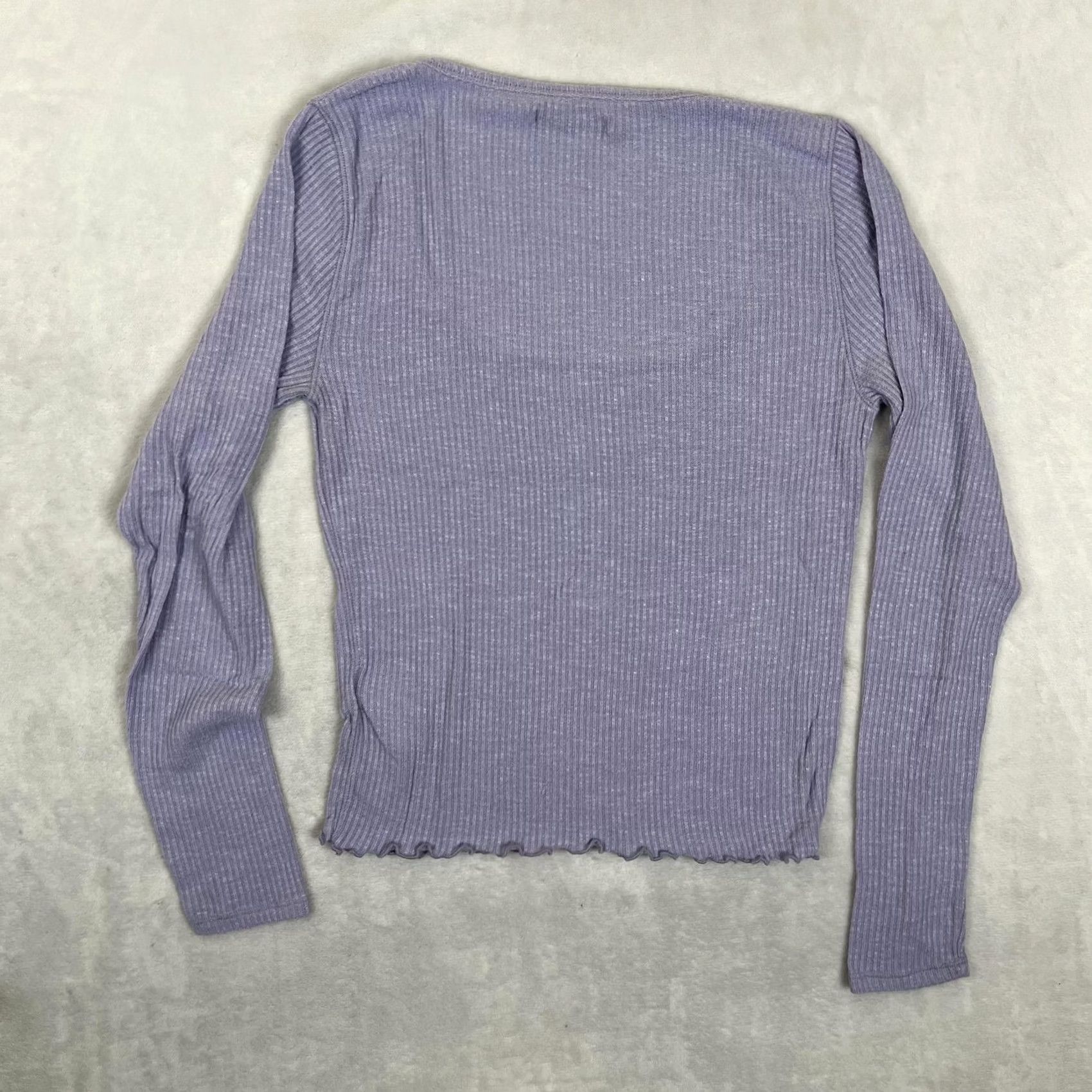 Abercrombie & Fitch Abercrombie & Fitch T-Shirt Womens Large Purple Long Sleeve Square Neck Ribbed Size L / US 10 / IT 46 - 6 Thumbnail