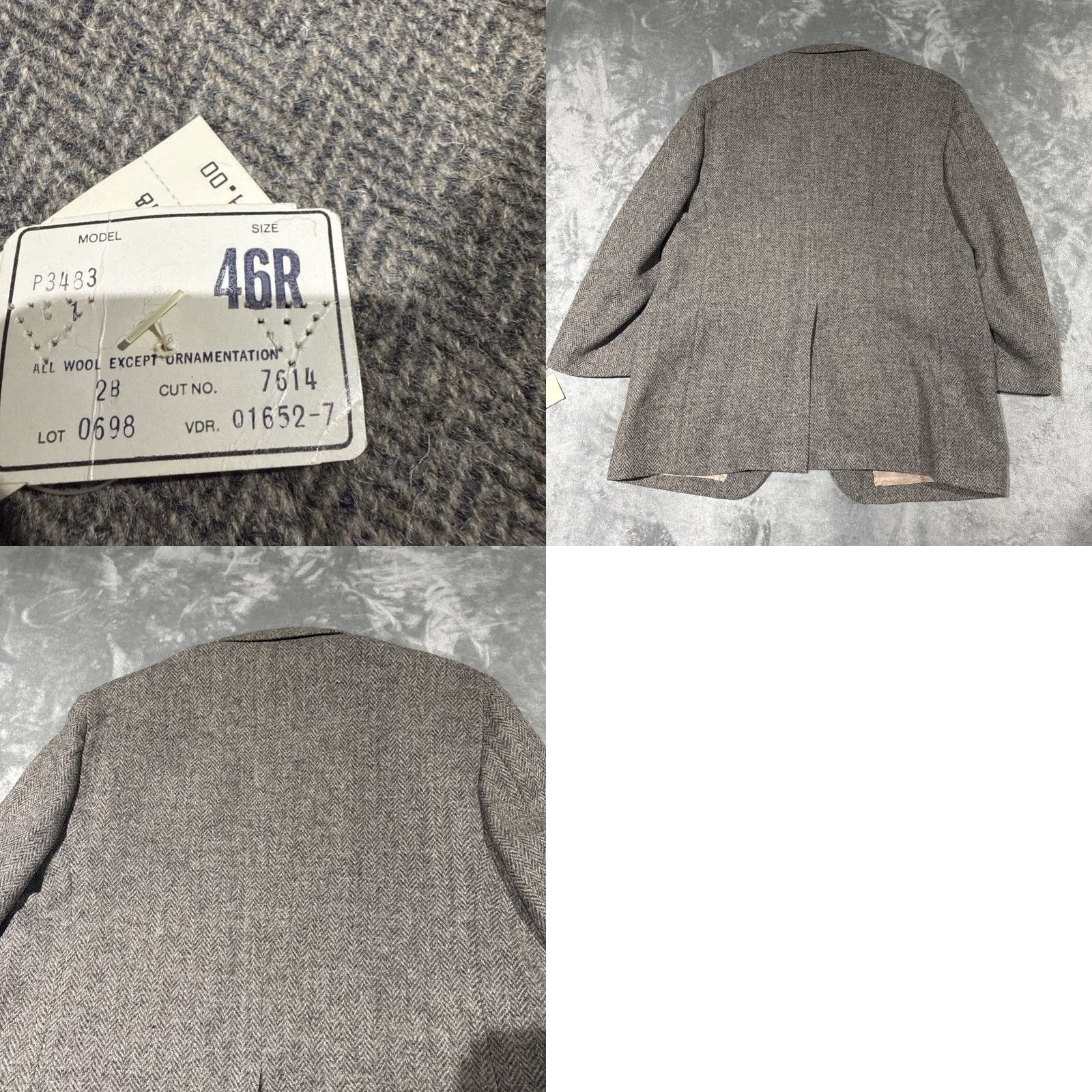 Harris Tweed VTG Harris Tweed Blazer Men's 46R Gray Scottish Wool Herringbone Sport Coat Size 46R - 9 Thumbnail