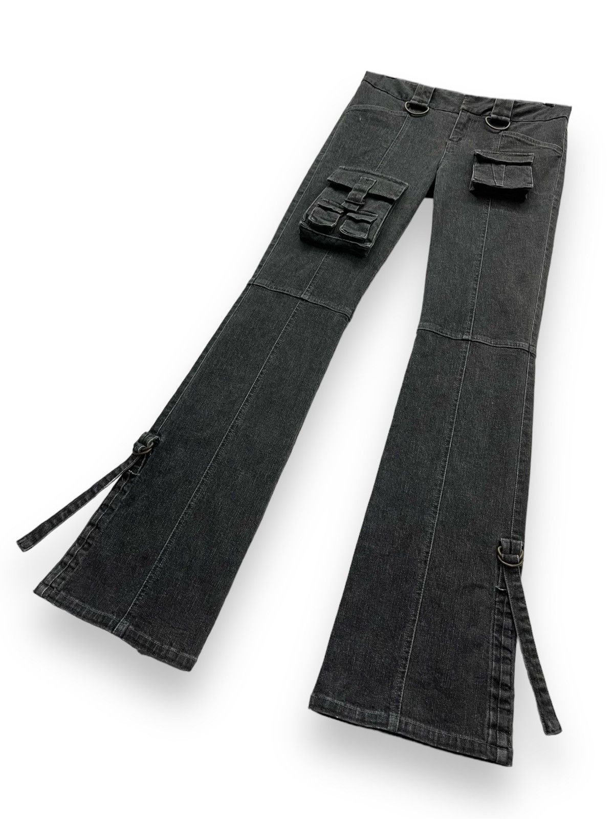 The Unbranded Brand FYE🔥 Front 3D Pocket Bondage Leg Stretch Skinny Flare Denim Size US 27 - 3 Thumbnail