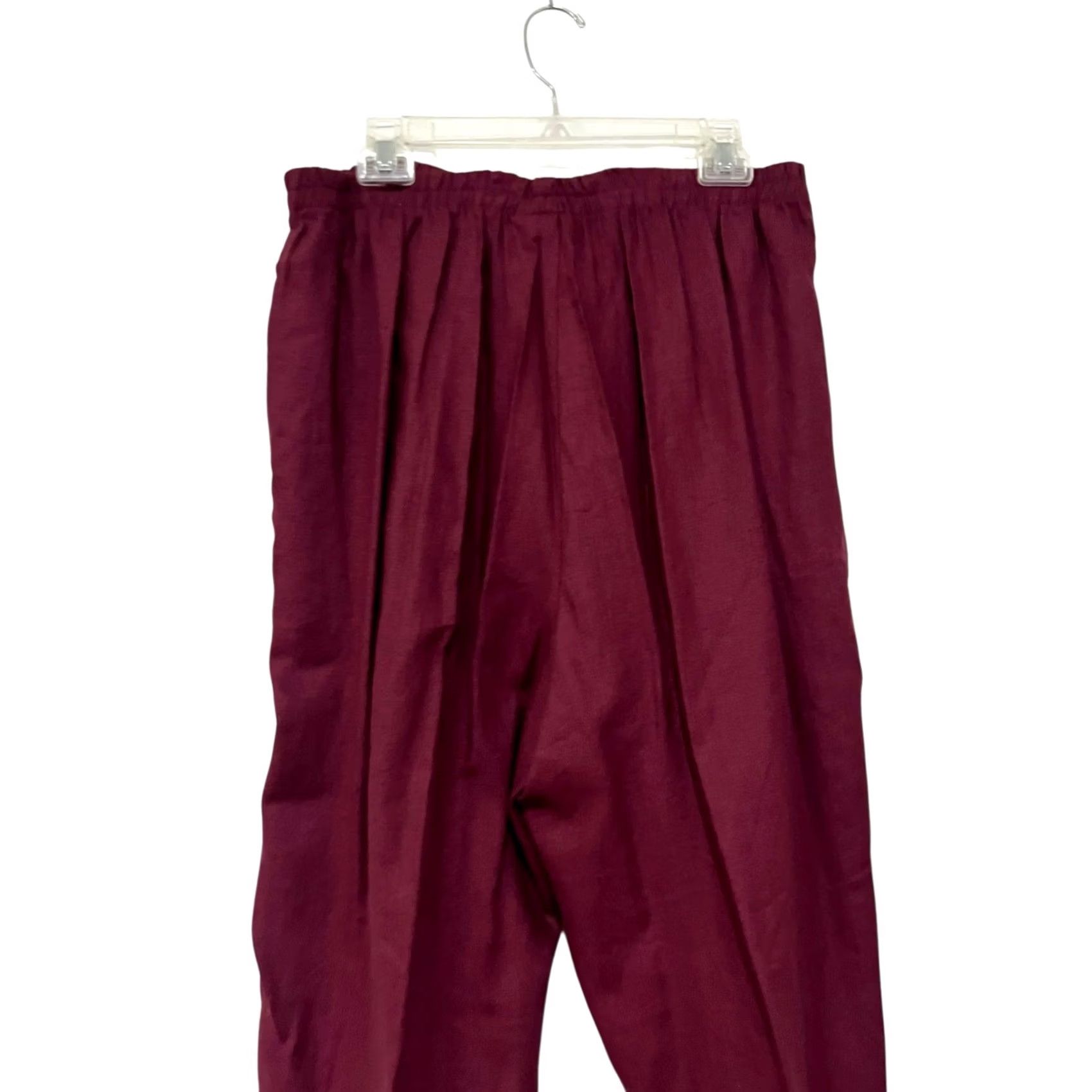 Vintage VINTAGE 90s Linen Button Shirt Top & Pants NWT V-Neck Burgundy 1X Women 2 Piece Set Size XL / US 12-14 / IT 48-50 - 6 Thumbnail
